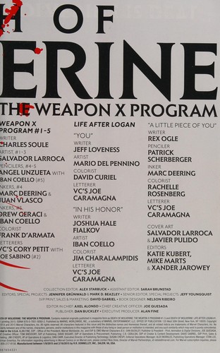 Death of Wolverine: The Weapon X Program #[nn] cover