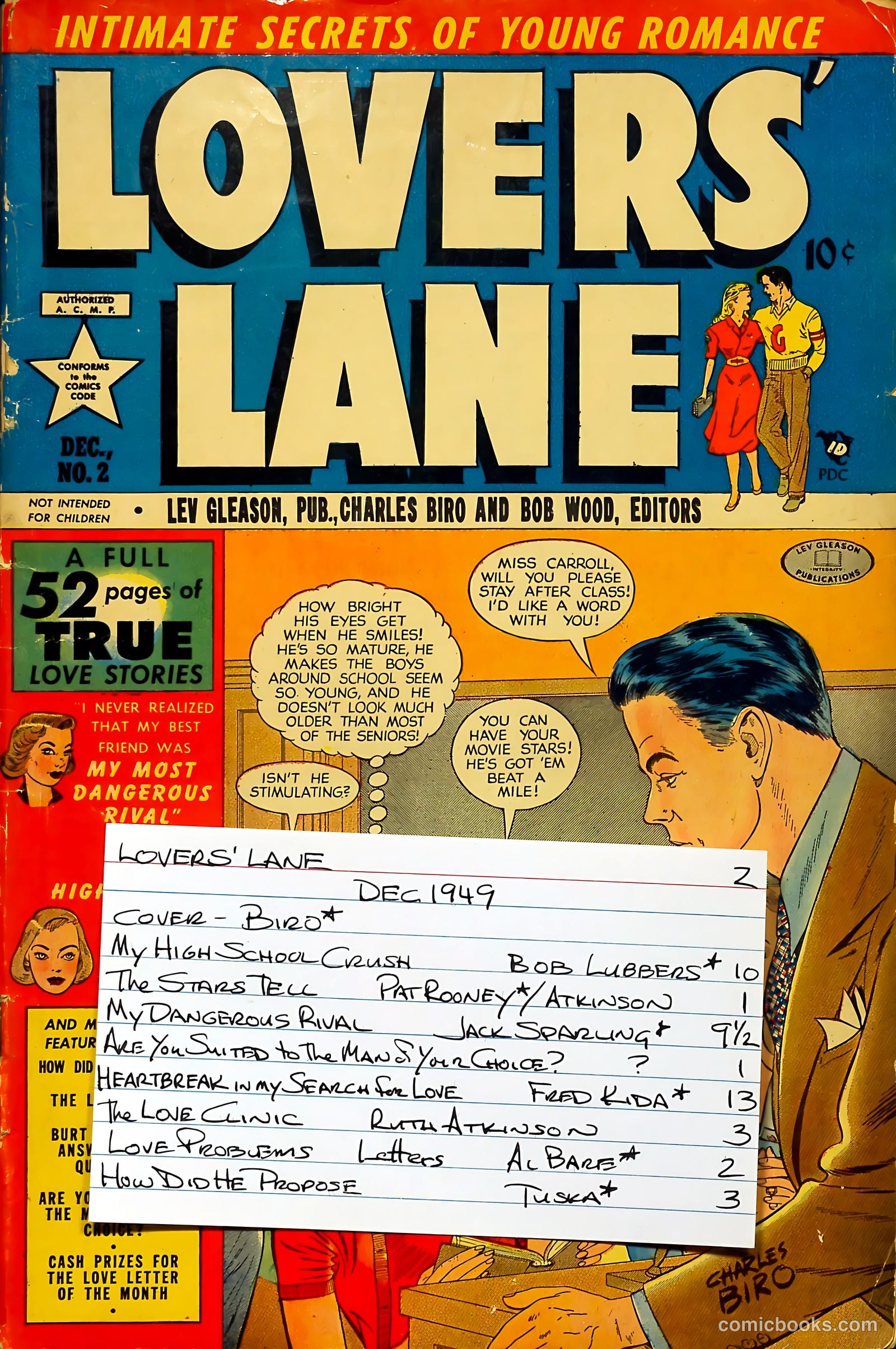 Lovers' Lane #2 (1949, Lev Gleason Publications, Inc.) — page 54 of 54