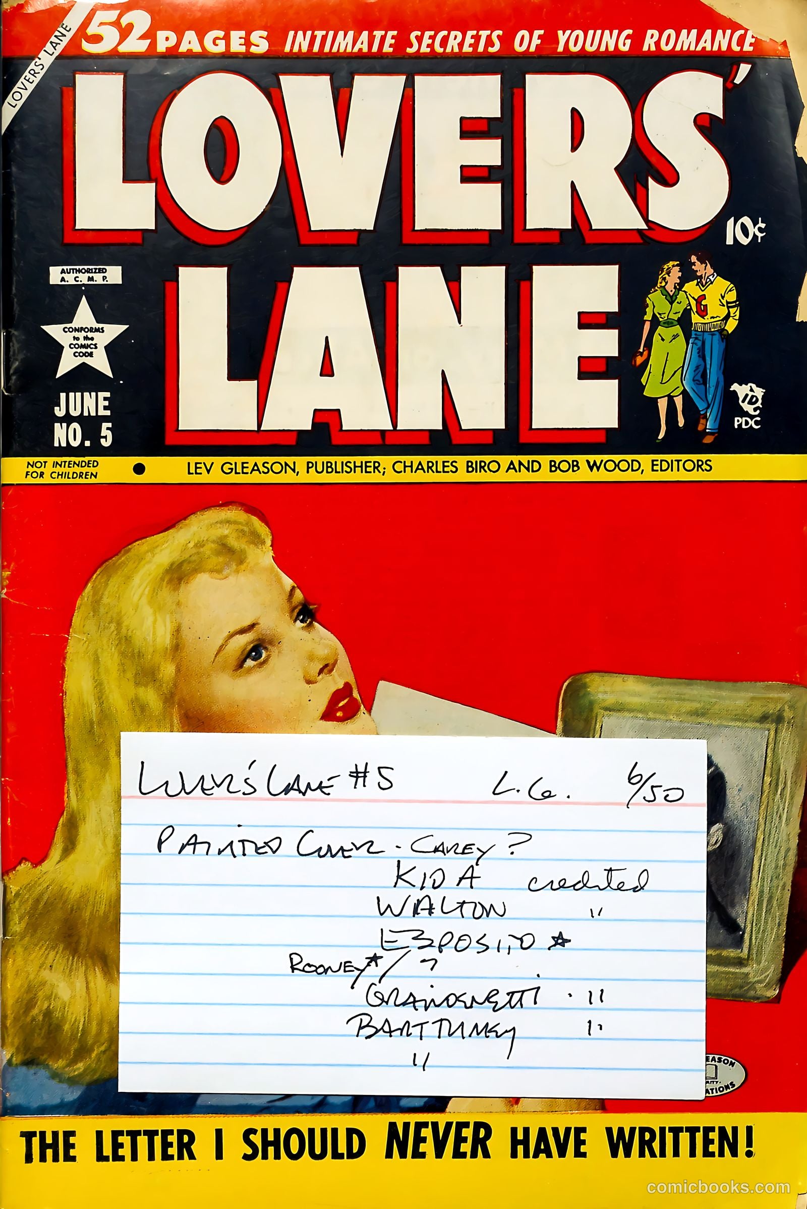 Lovers' Lane #5 (1950, Lev Gleason Publications, Inc.) — page 53 of 53