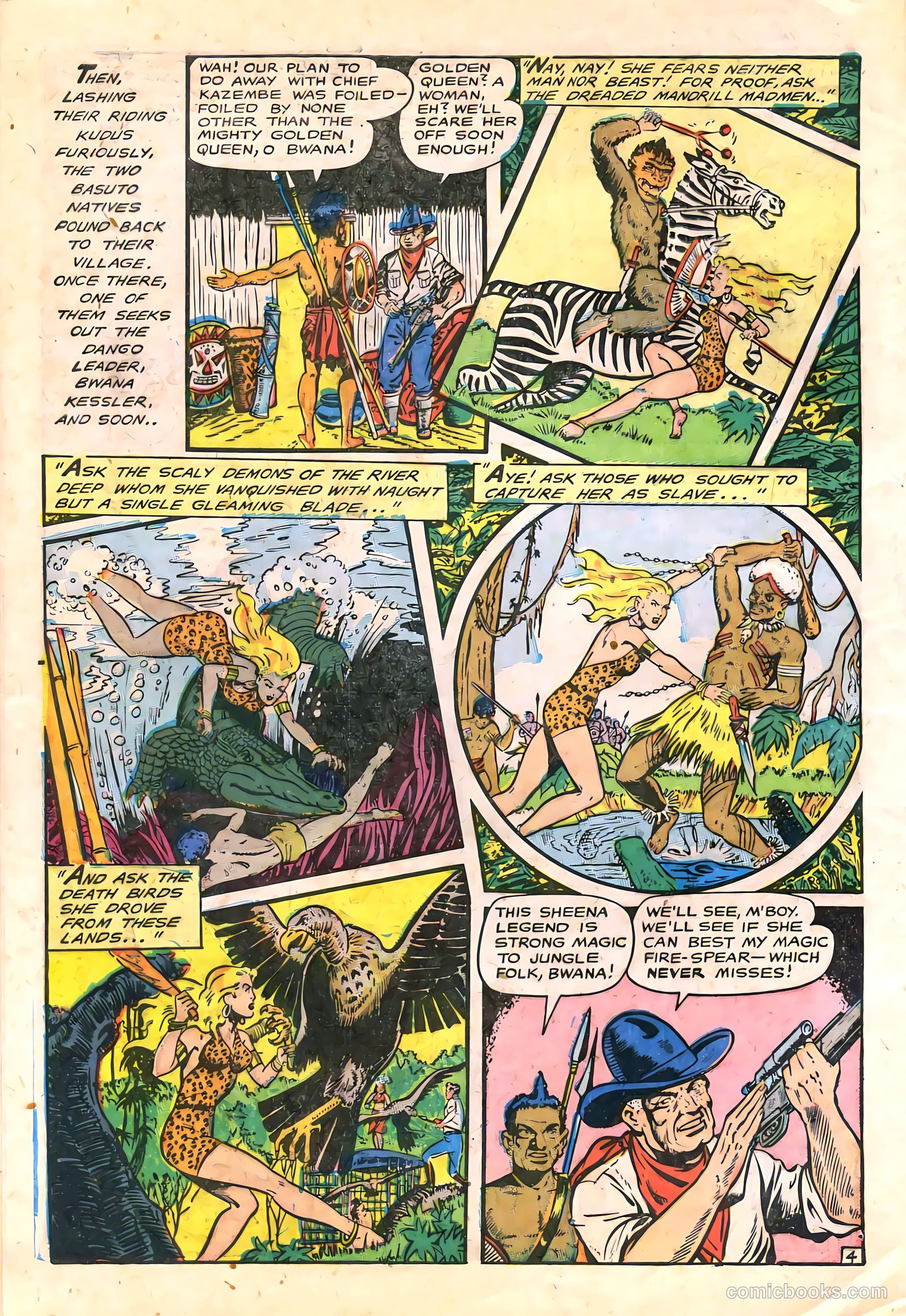 Sheena, Queen of the Jungle #6 (1950, Real Adventures Pub. Co., Inc.) — page 6 of 52