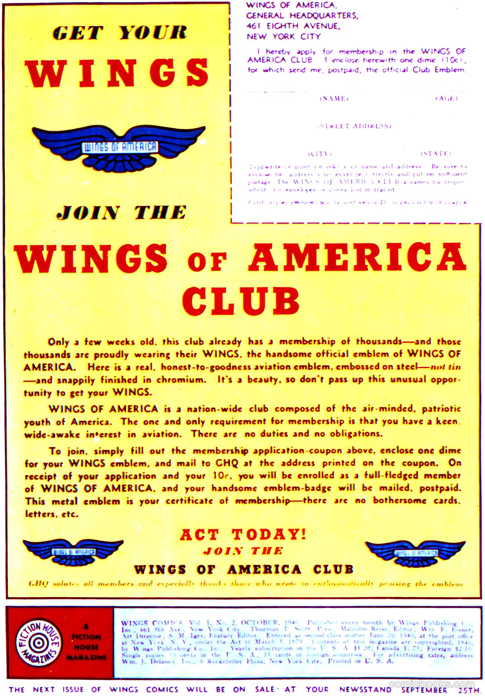 Wings Comics #2 (1940, Fiction House) — page 2 of 68