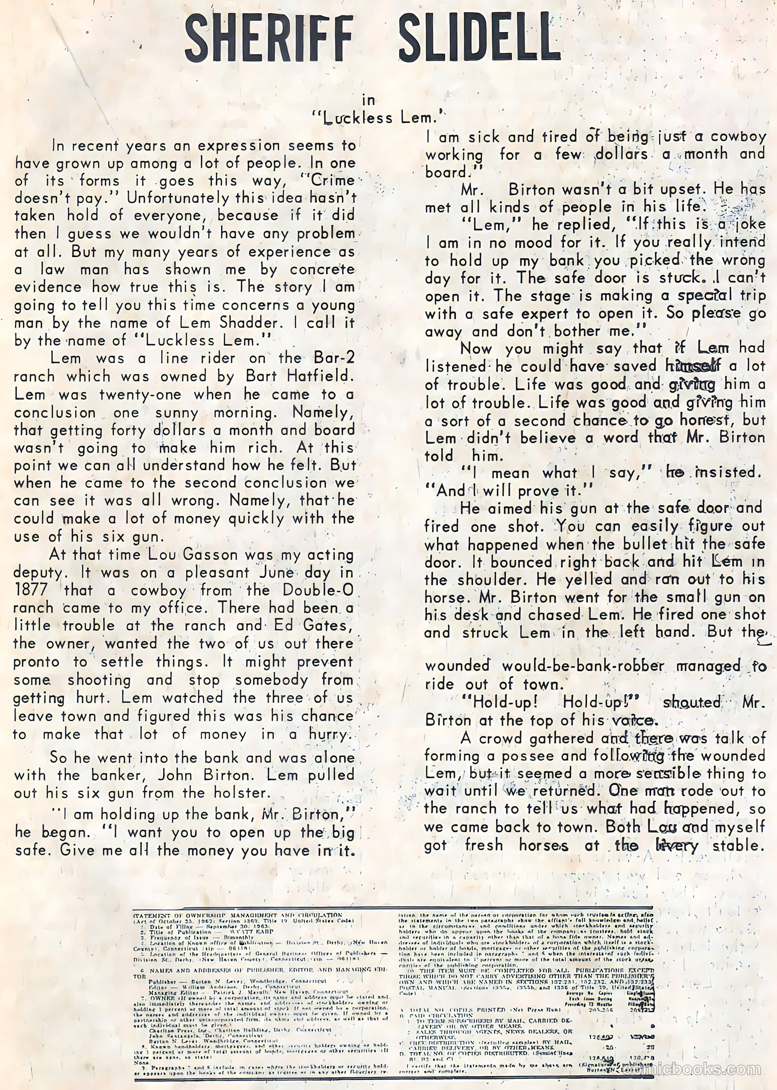Wyatt Earp, Frontier Marshal #52 (1964, Charlton) — page 20 of 37