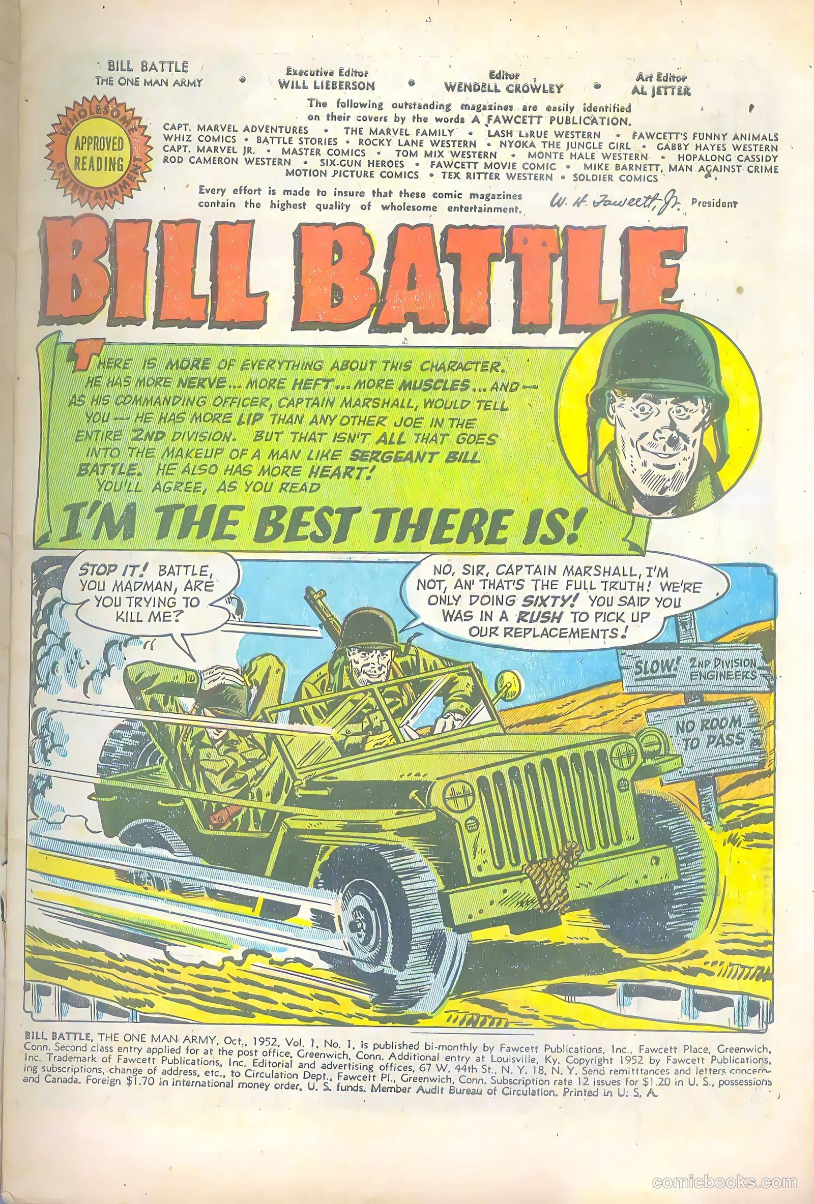 Bill Battle, the One Man Army #1 (1952, Fawcett) — page 3 of 36