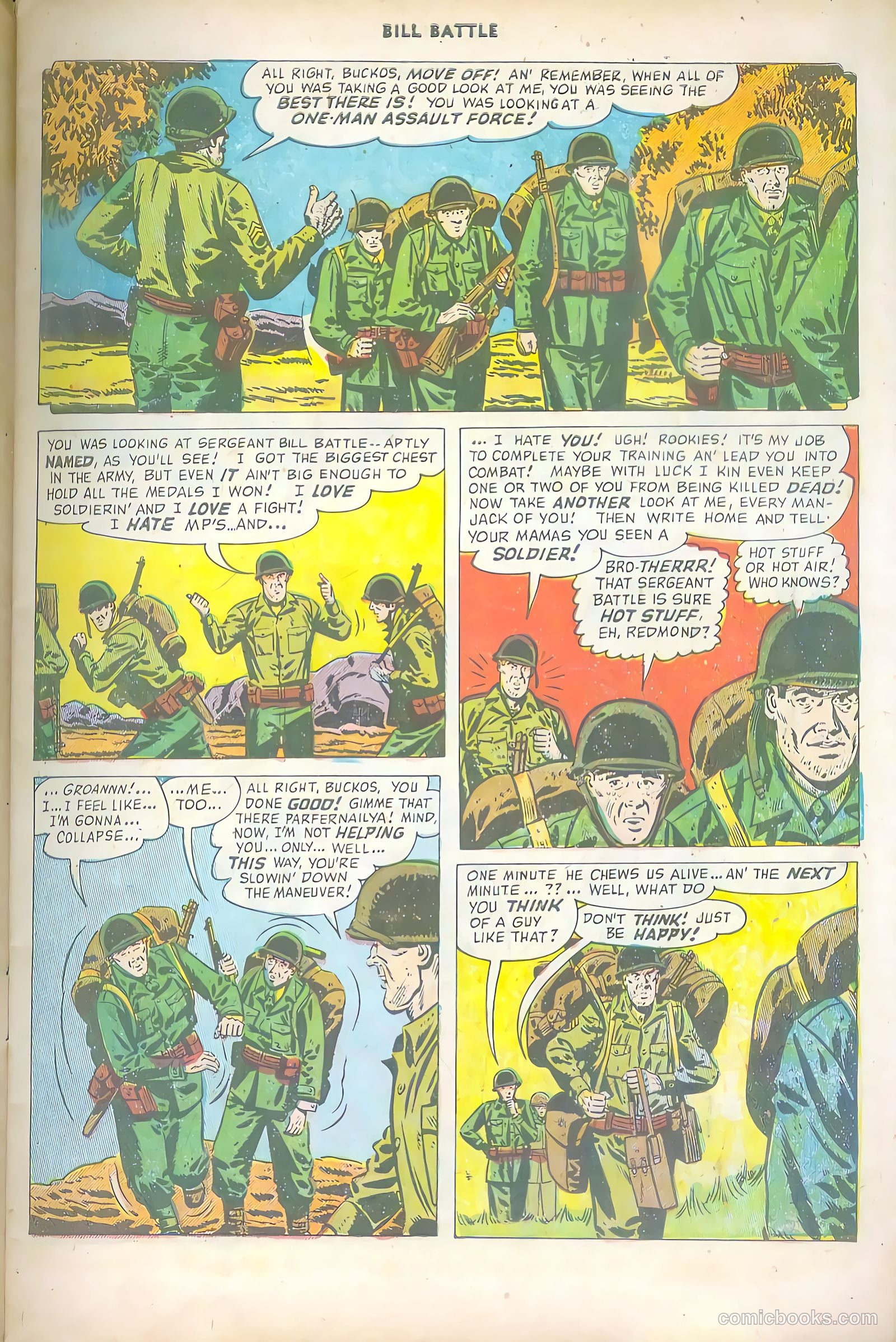 Bill Battle, the One Man Army #1 (1952, Fawcett) — page 7 of 36