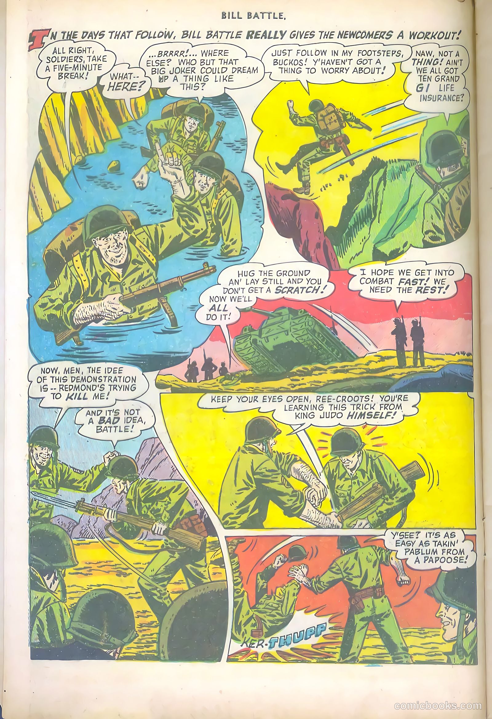 Bill Battle, the One Man Army #1 (1952, Fawcett) — page 8 of 36