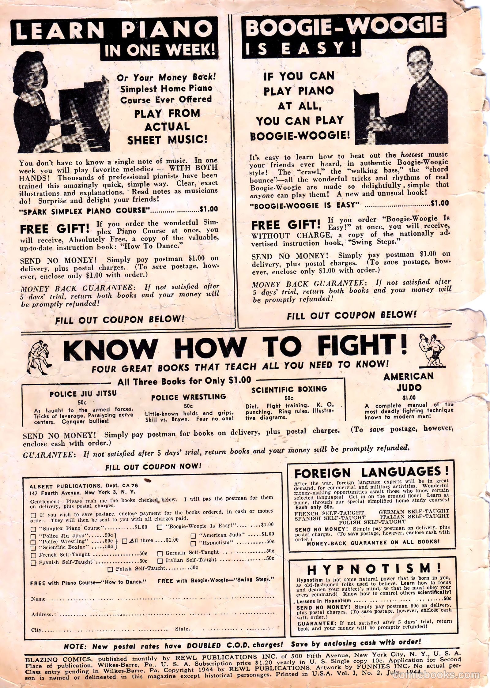 Blazing Comics #2 (1944, REWL PUBLICATIONS INC.) — page 2 of 52