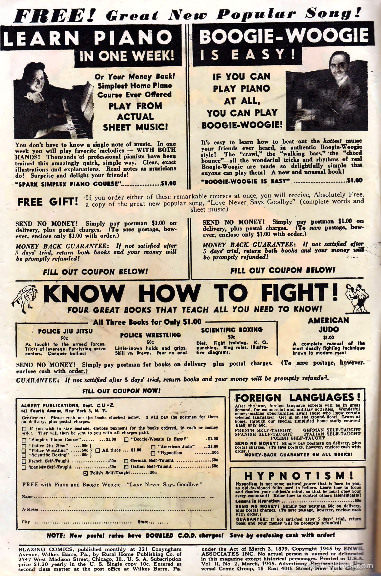 Blazing Comics #5 (1944, REWL PUBLICATIONS INC.) — page 2 of 53