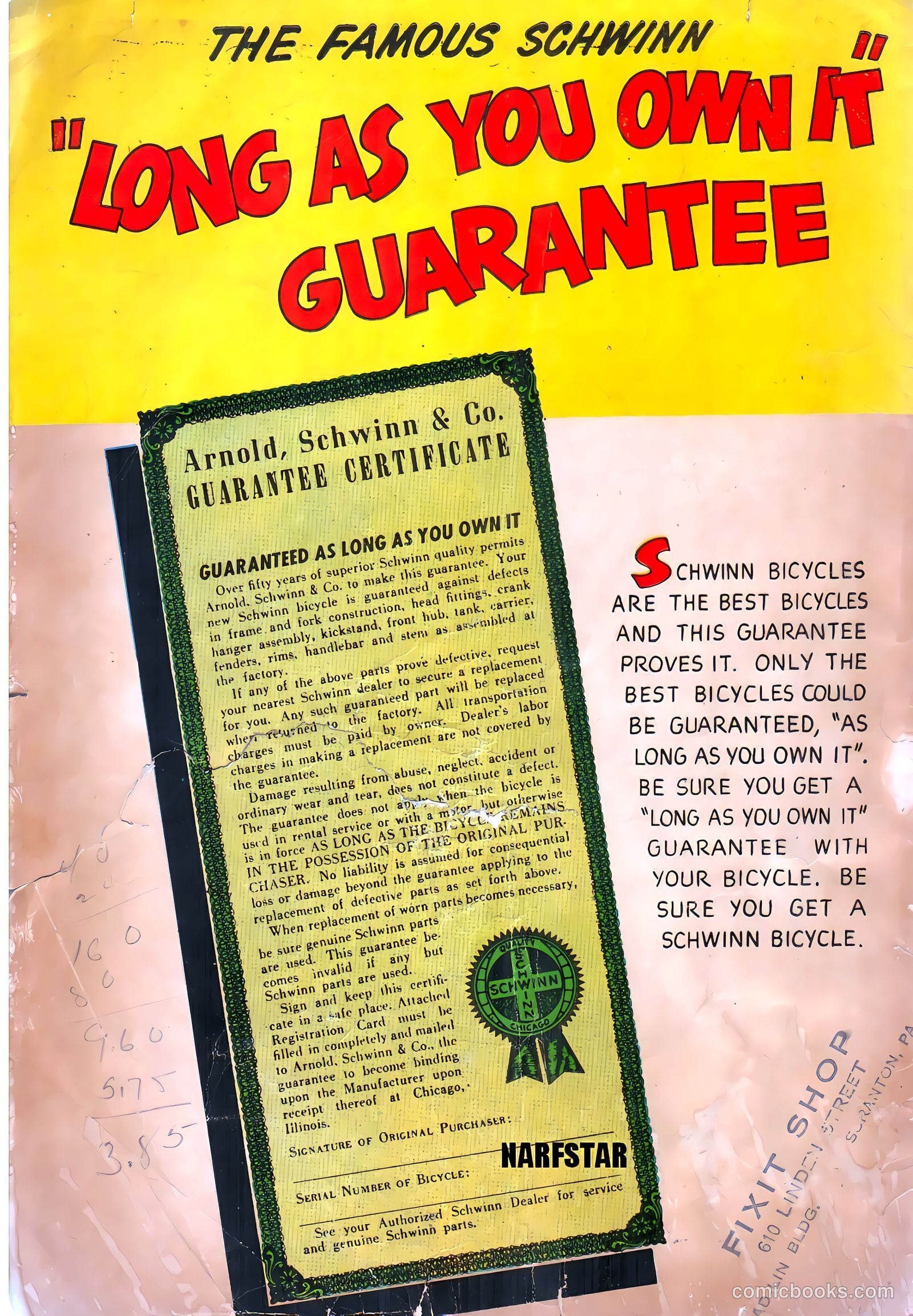 Schwinn Bicycle Book #nn (1949) — page 28 of 28