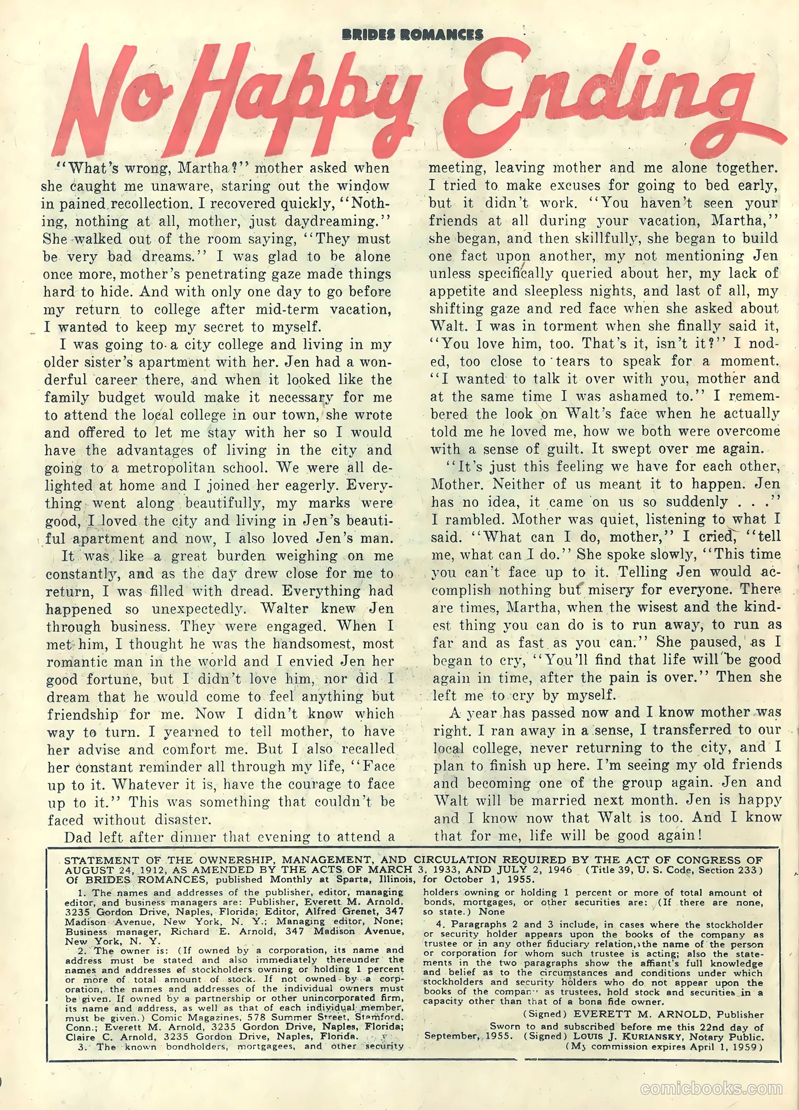 Brides Romances #19 (1956) — page 26 of 36
