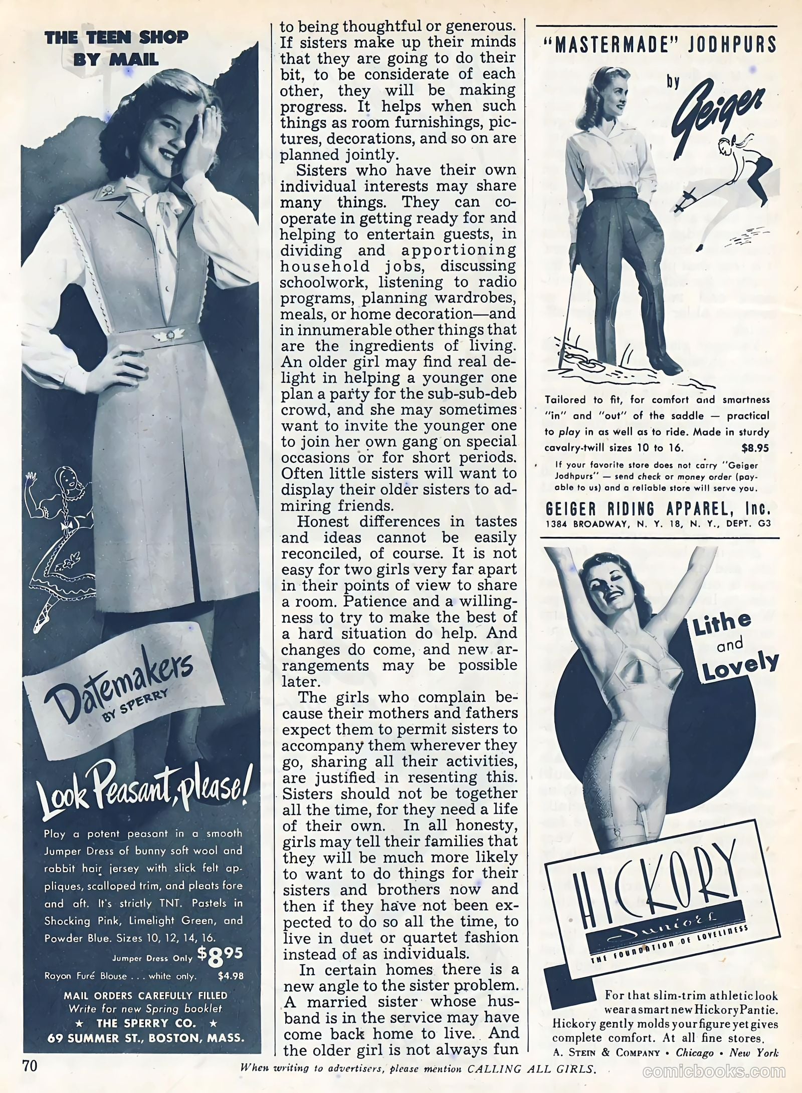 Calling All Girls #37 (1945, Parents' Magazine Press) — page 70 of 74