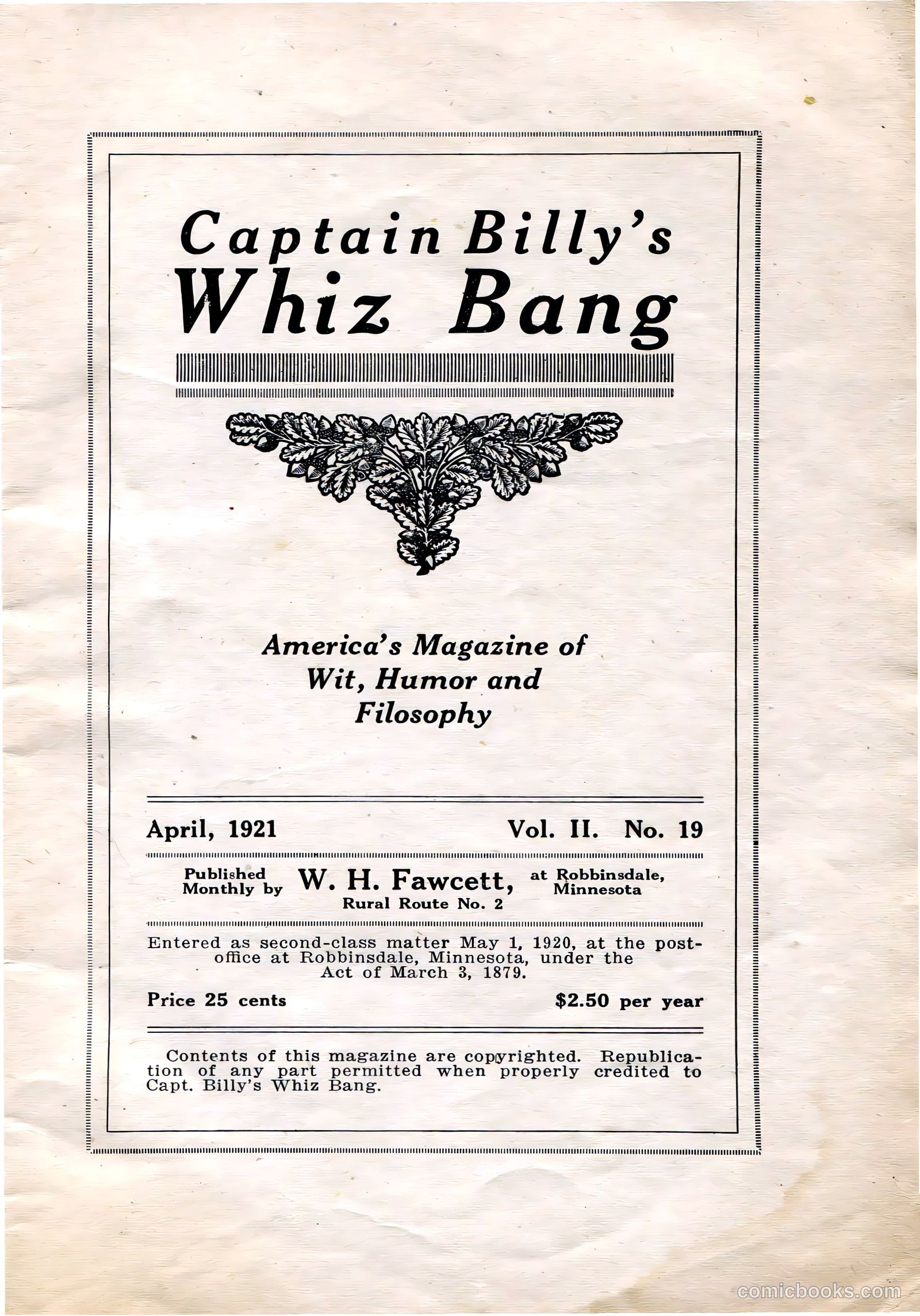 Captain Billy's Whiz Bang #19 (1921) — page 3 of 68