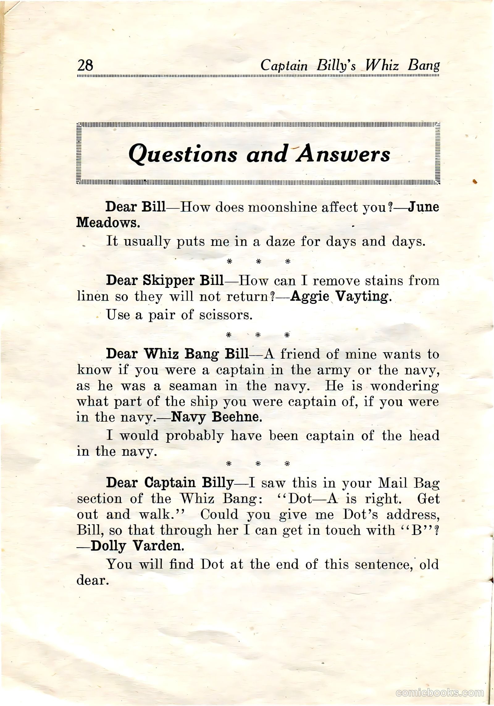 Captain Billy's Whiz Bang #19 (1921) — page 30 of 68