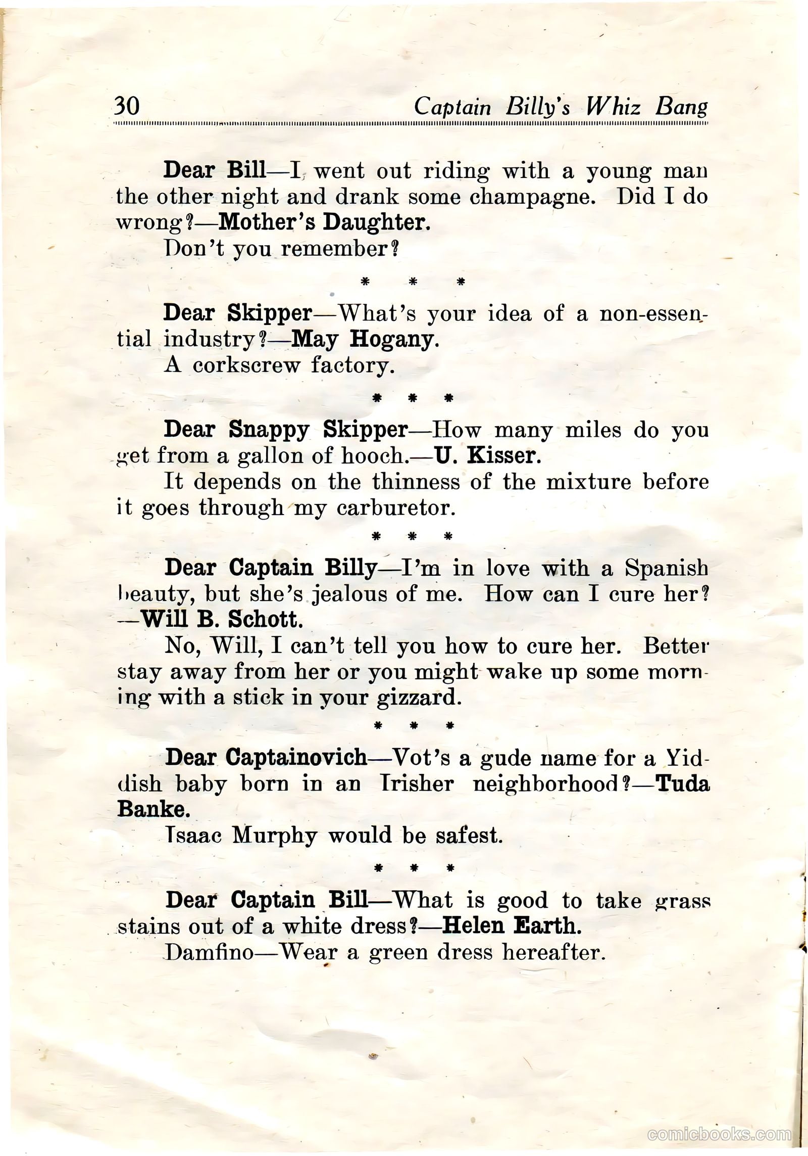 Captain Billy's Whiz Bang #19 (1921) — page 32 of 68