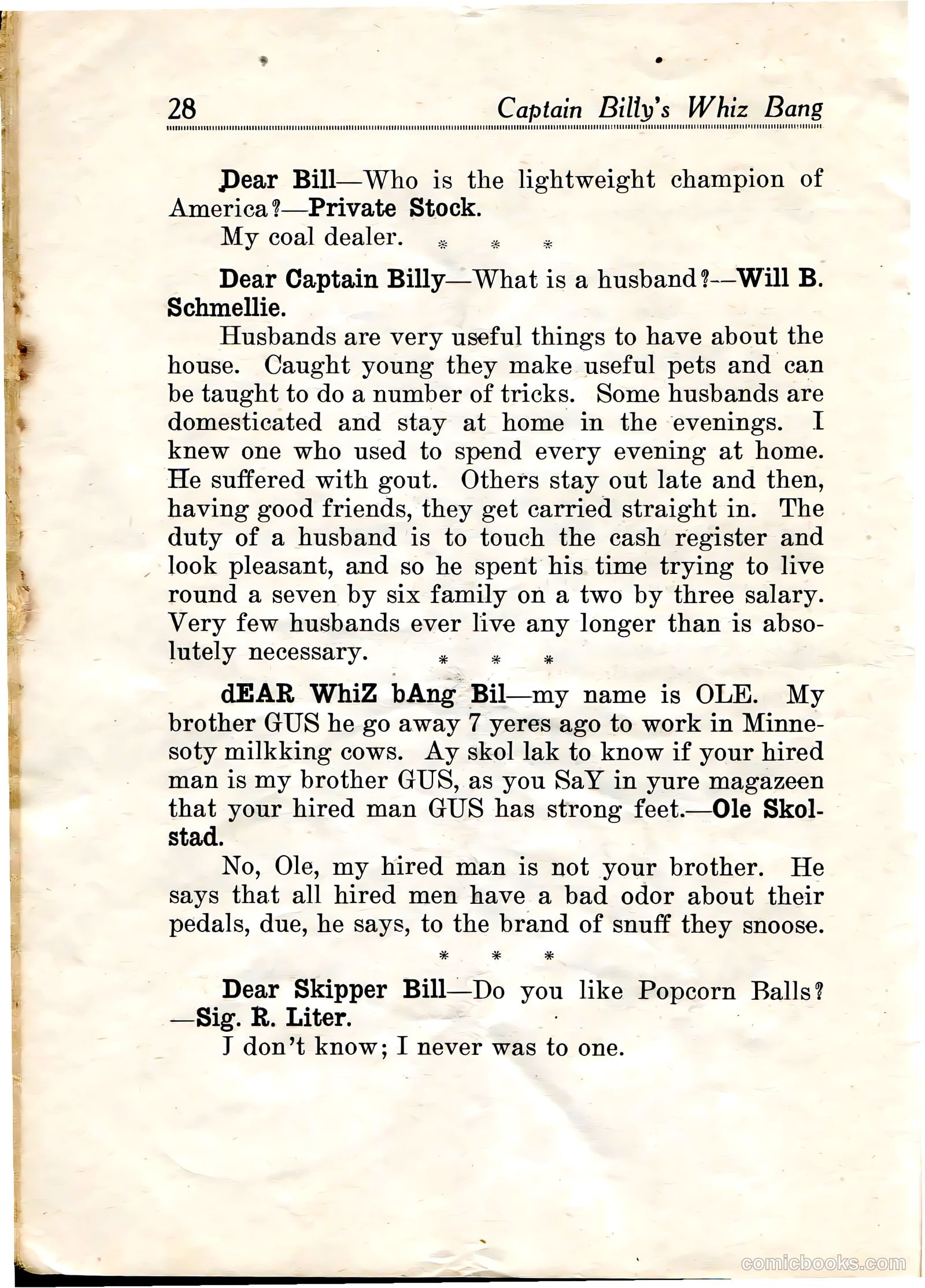 Captain Billy's Whiz Bang #20 (1921) — page 30 of 68