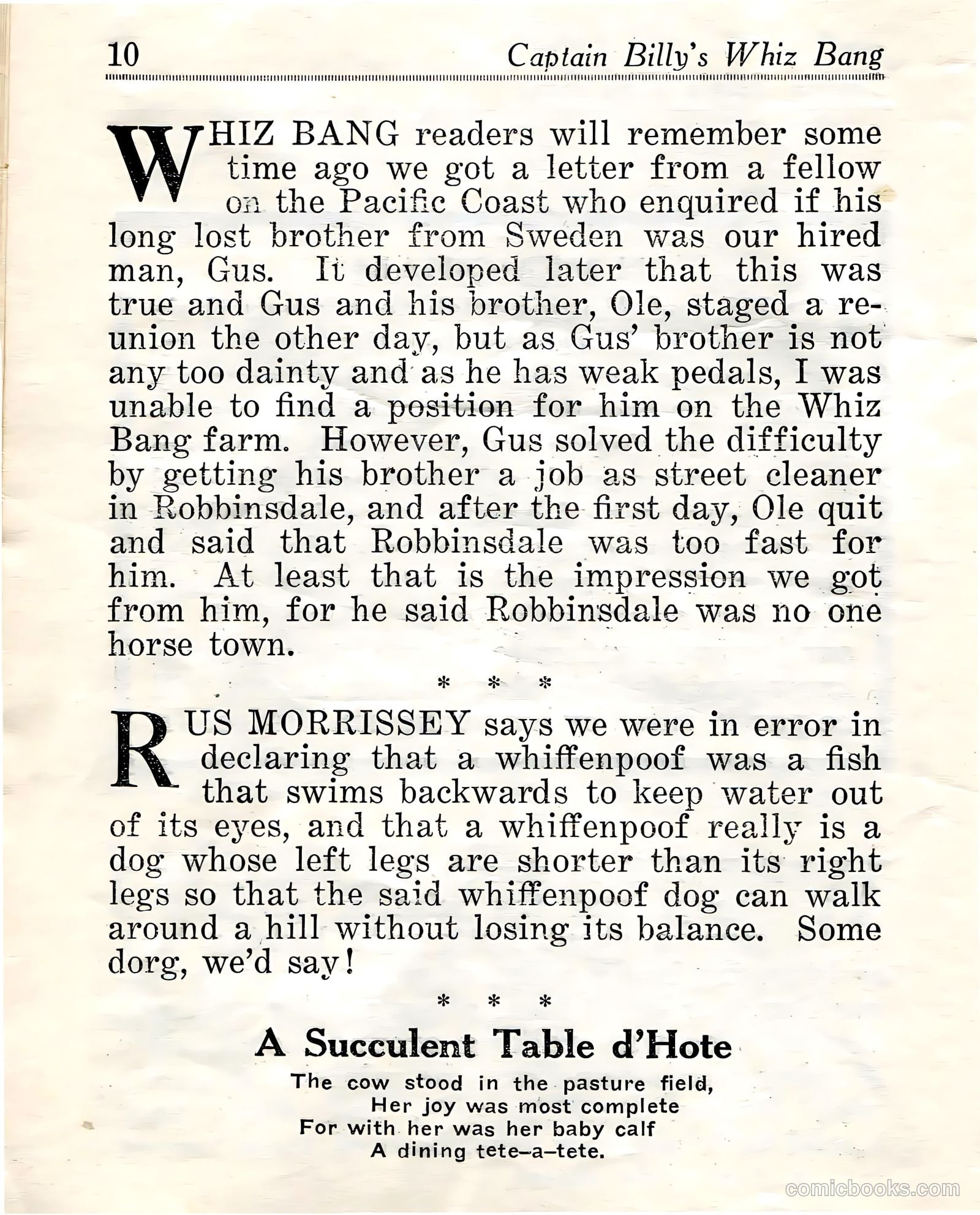 Captain Billy's Whiz Bang #23 (1921) — page 12 of 68