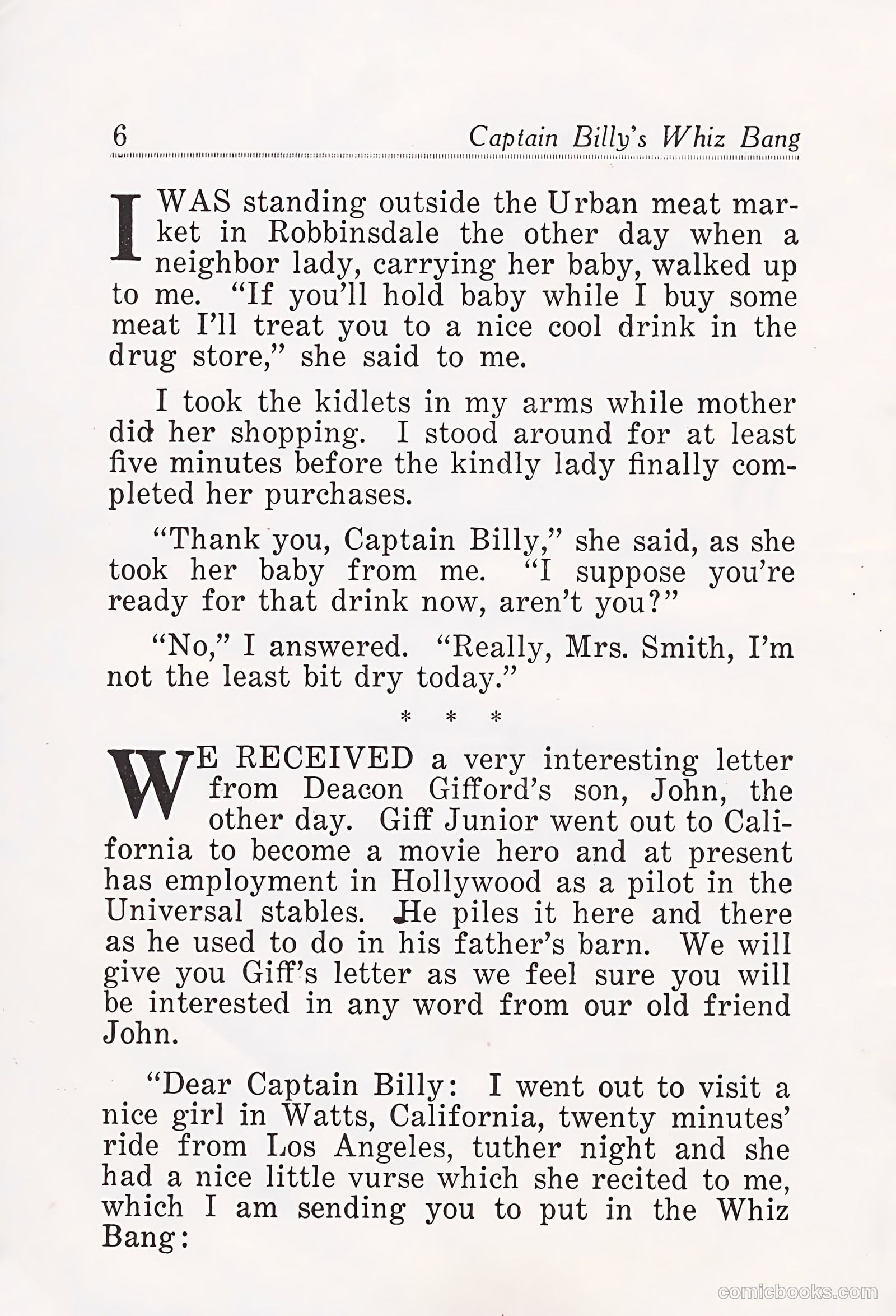 Captain Billy's Whiz Bang #25 (1921) — page 8 of 68