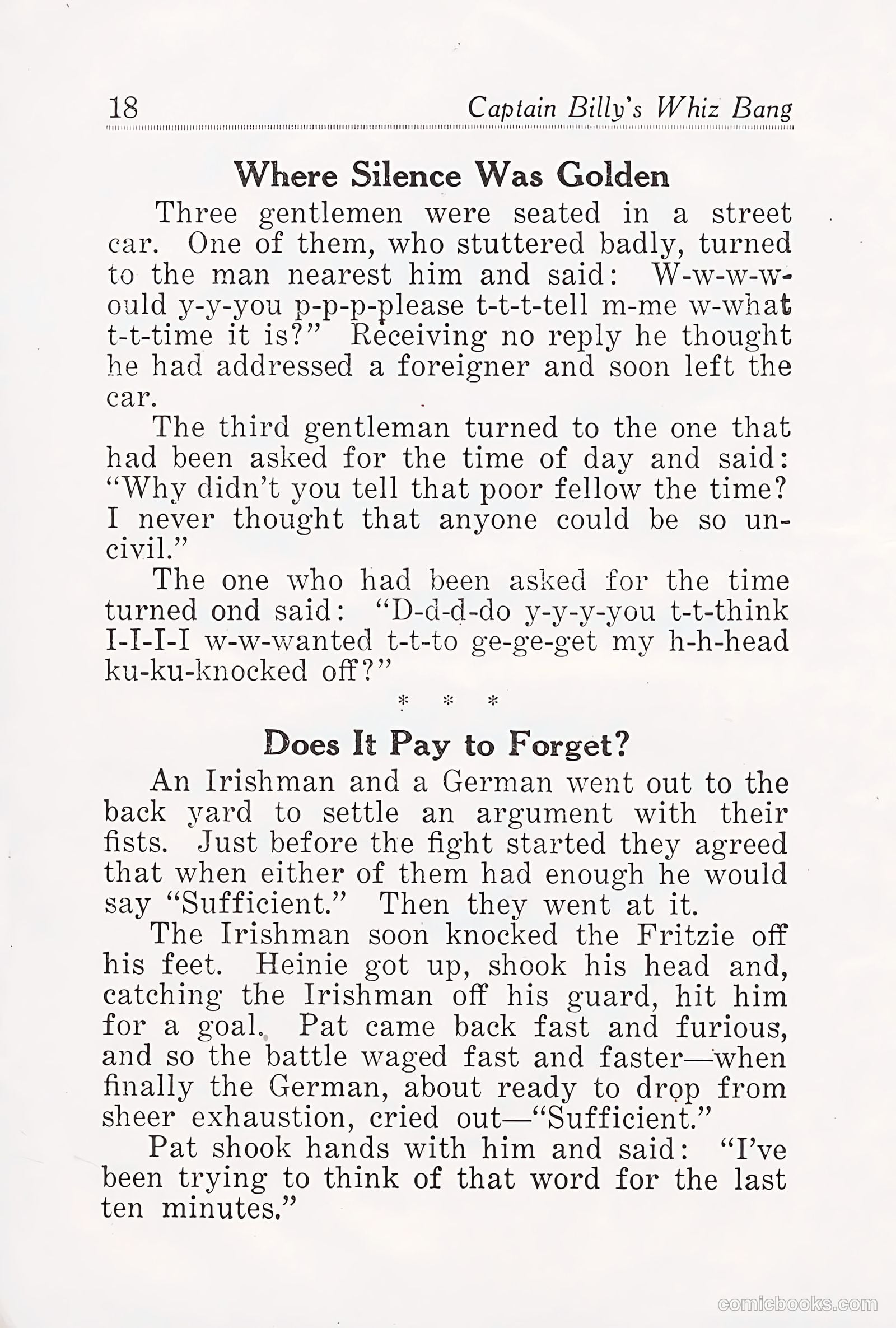 Captain Billy's Whiz Bang #25 (1921) — page 20 of 68