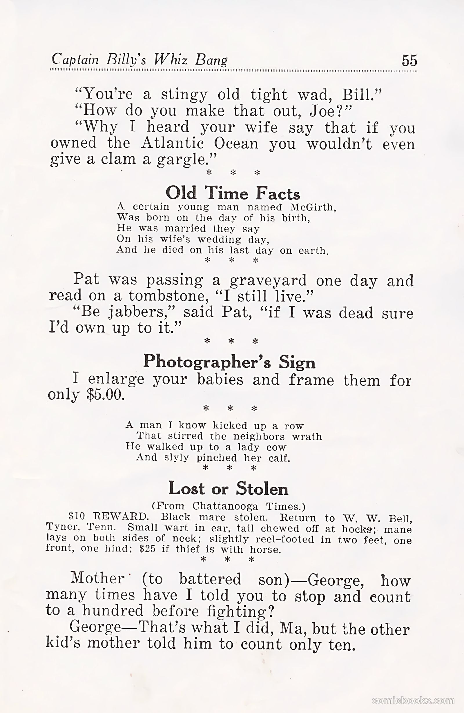 Captain Billy's Whiz Bang #25 (1921) — page 57 of 68