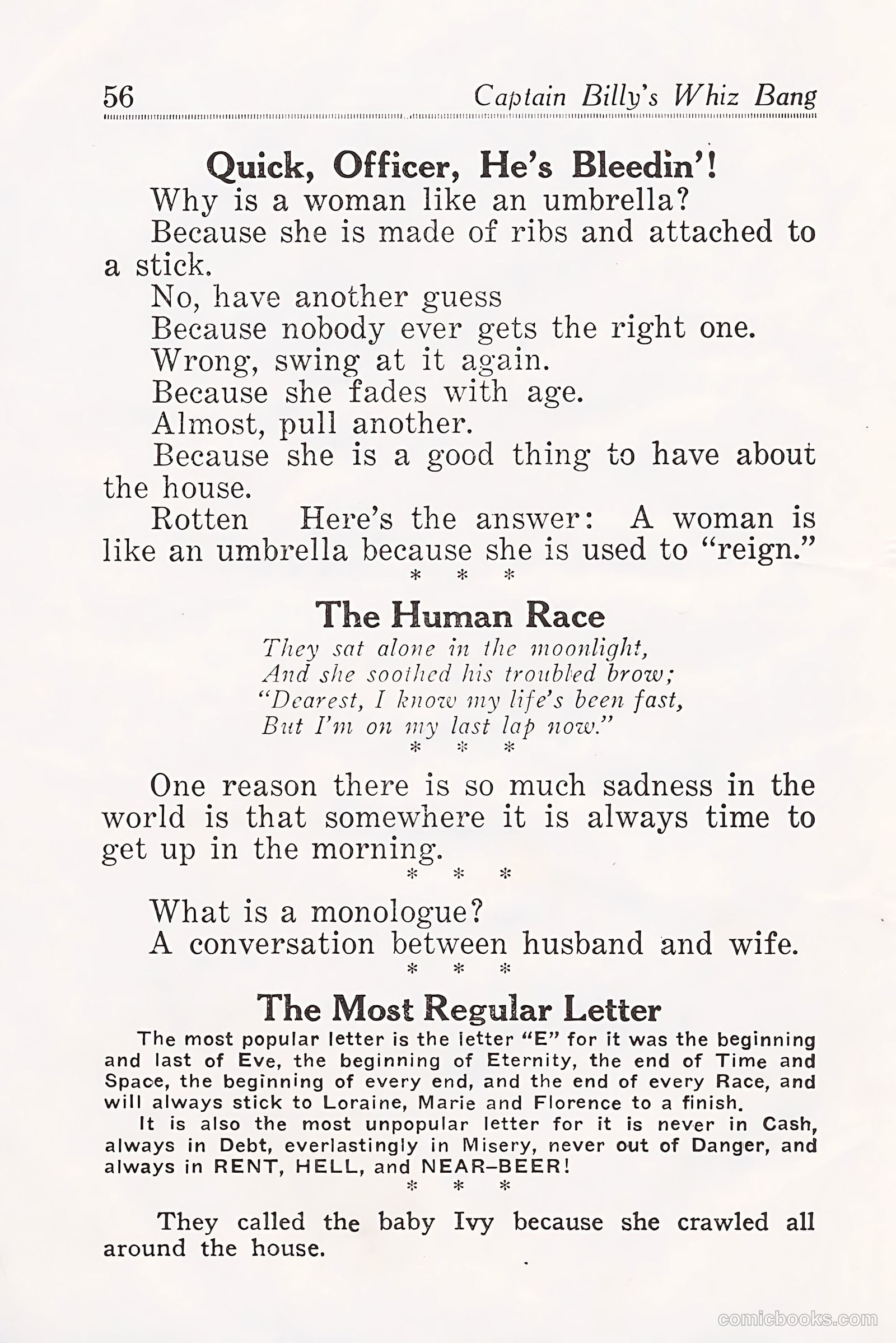 Captain Billy's Whiz Bang #25 (1921) — page 58 of 68