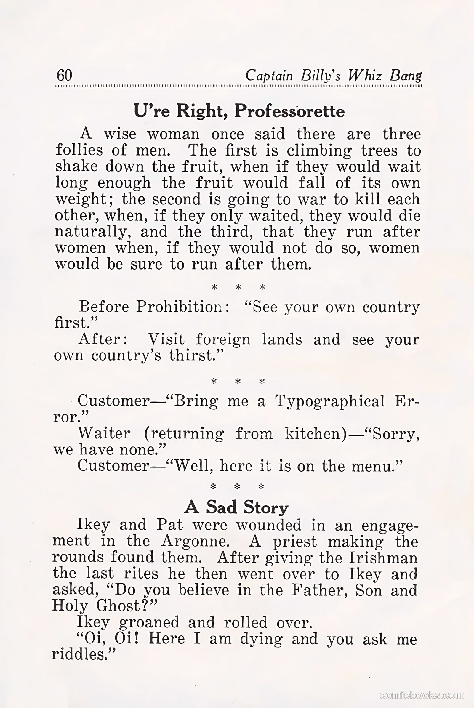 Captain Billy's Whiz Bang #25 (1921) — page 62 of 68