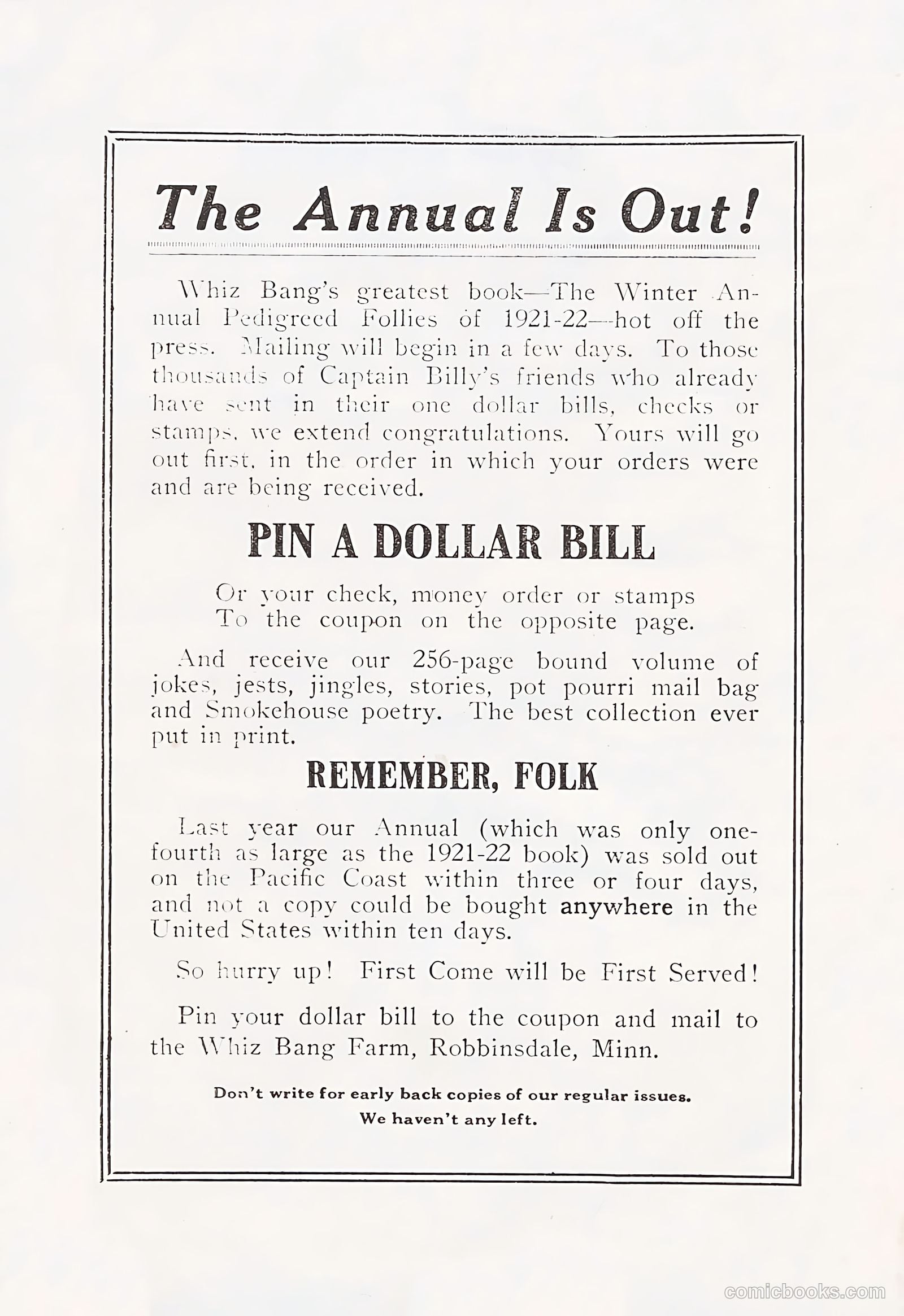 Captain Billy's Whiz Bang #25 (1921) — page 66 of 68