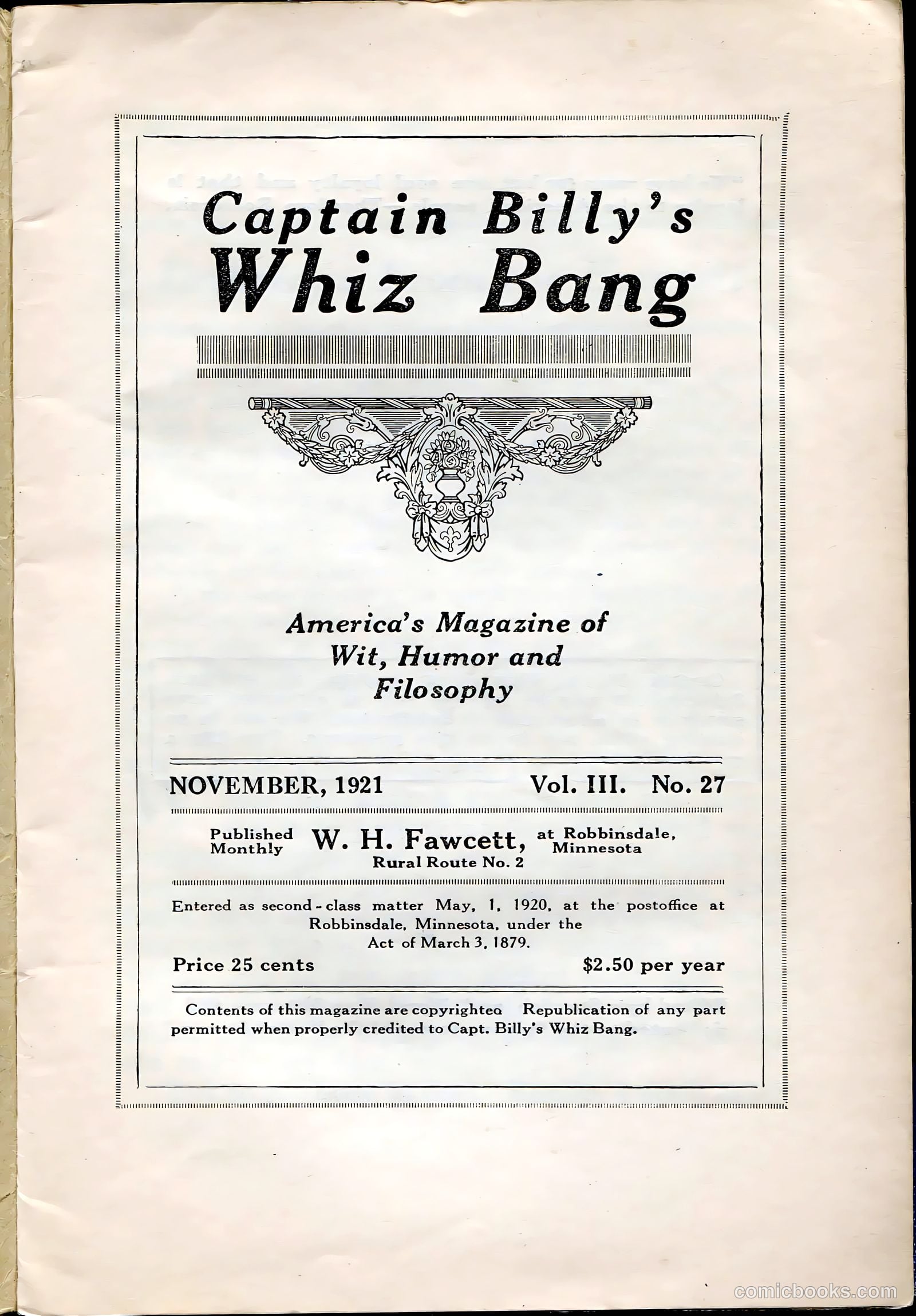 Captain Billy's Whiz Bang #27 (1921) — page 3 of 68