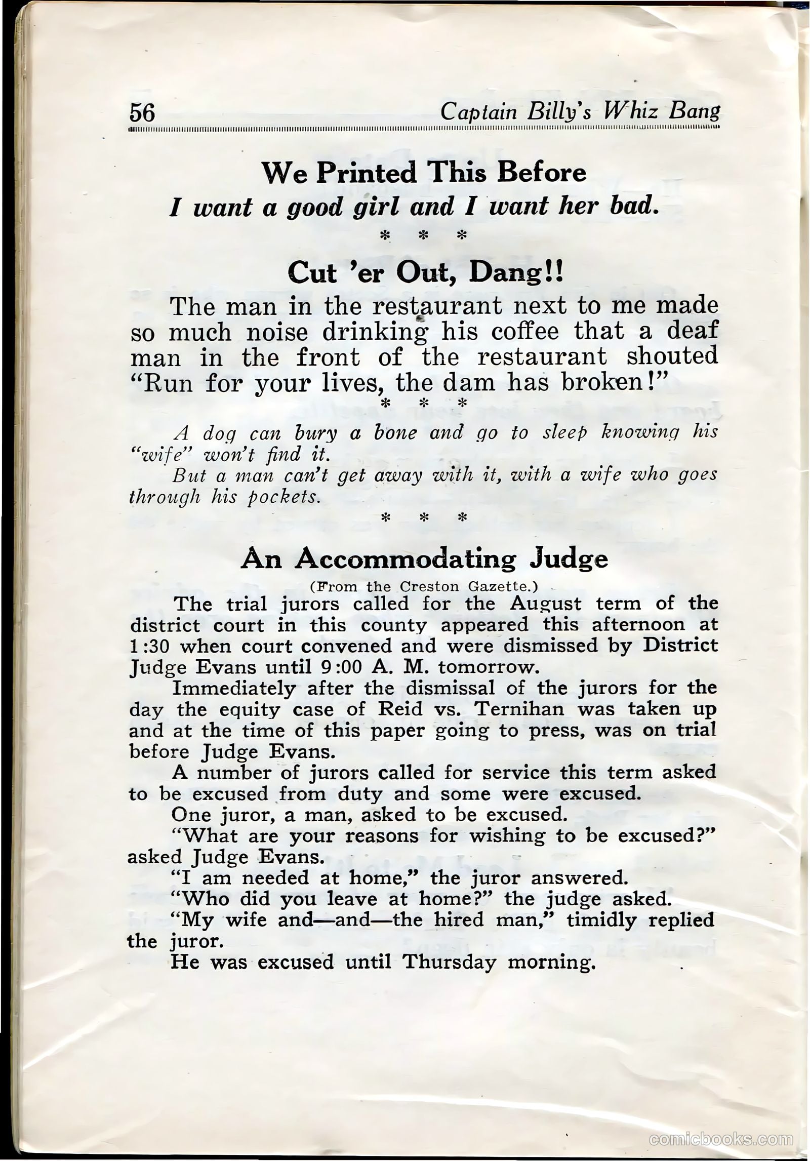 Captain Billy's Whiz Bang #27 (1921) — page 58 of 68