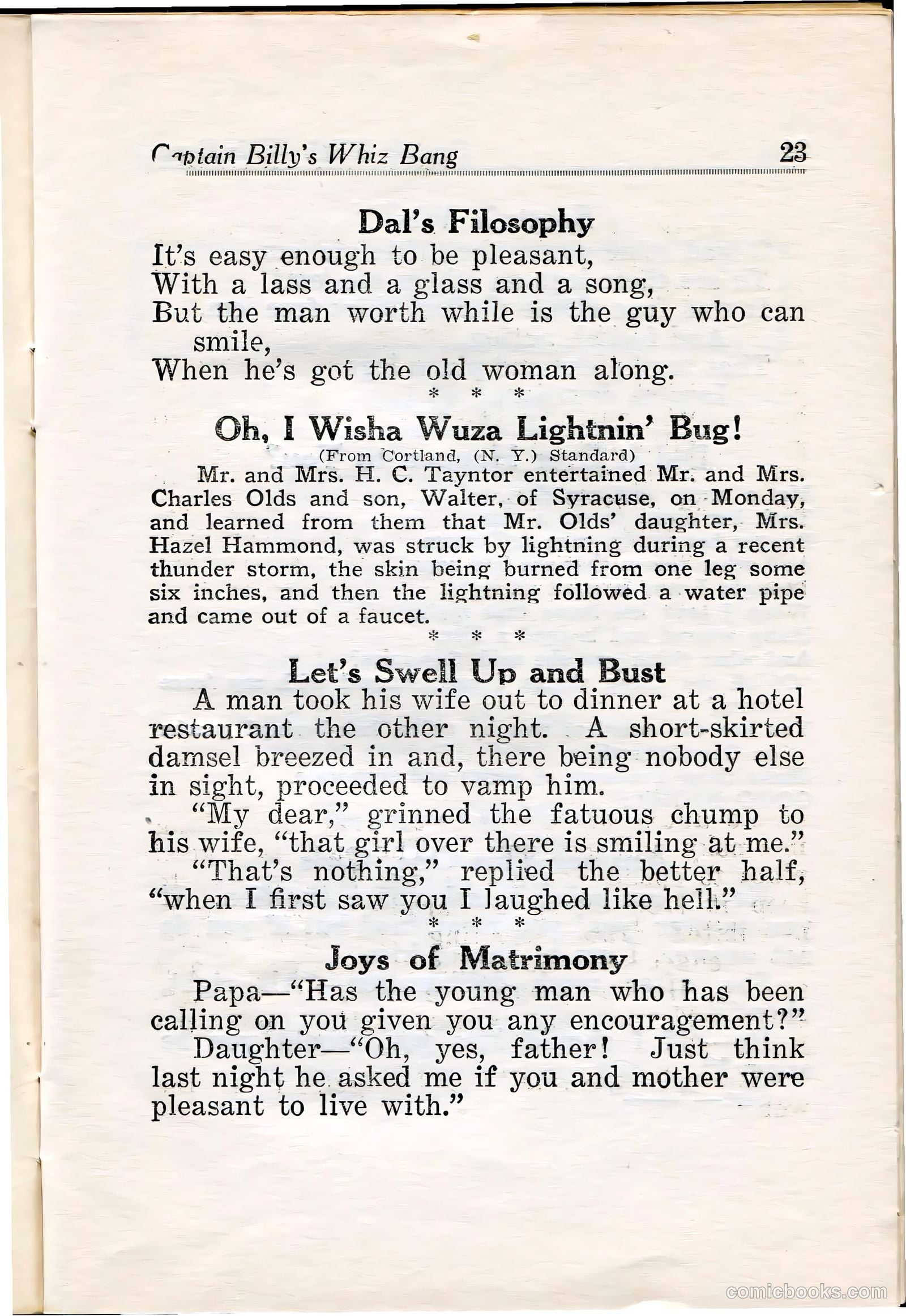 Captain Billy's Whiz Bang #28 (1921) — page 25 of 68