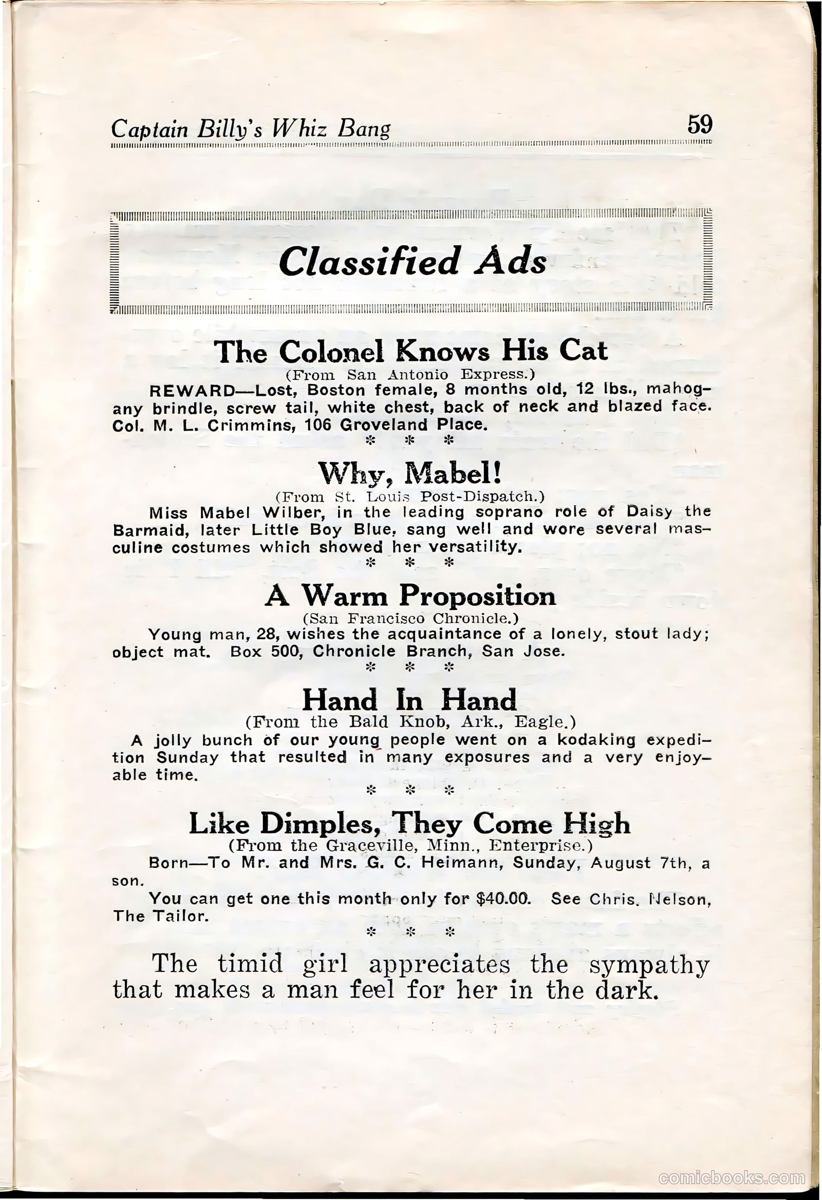 Captain Billy's Whiz Bang #28 (1921) — page 61 of 68