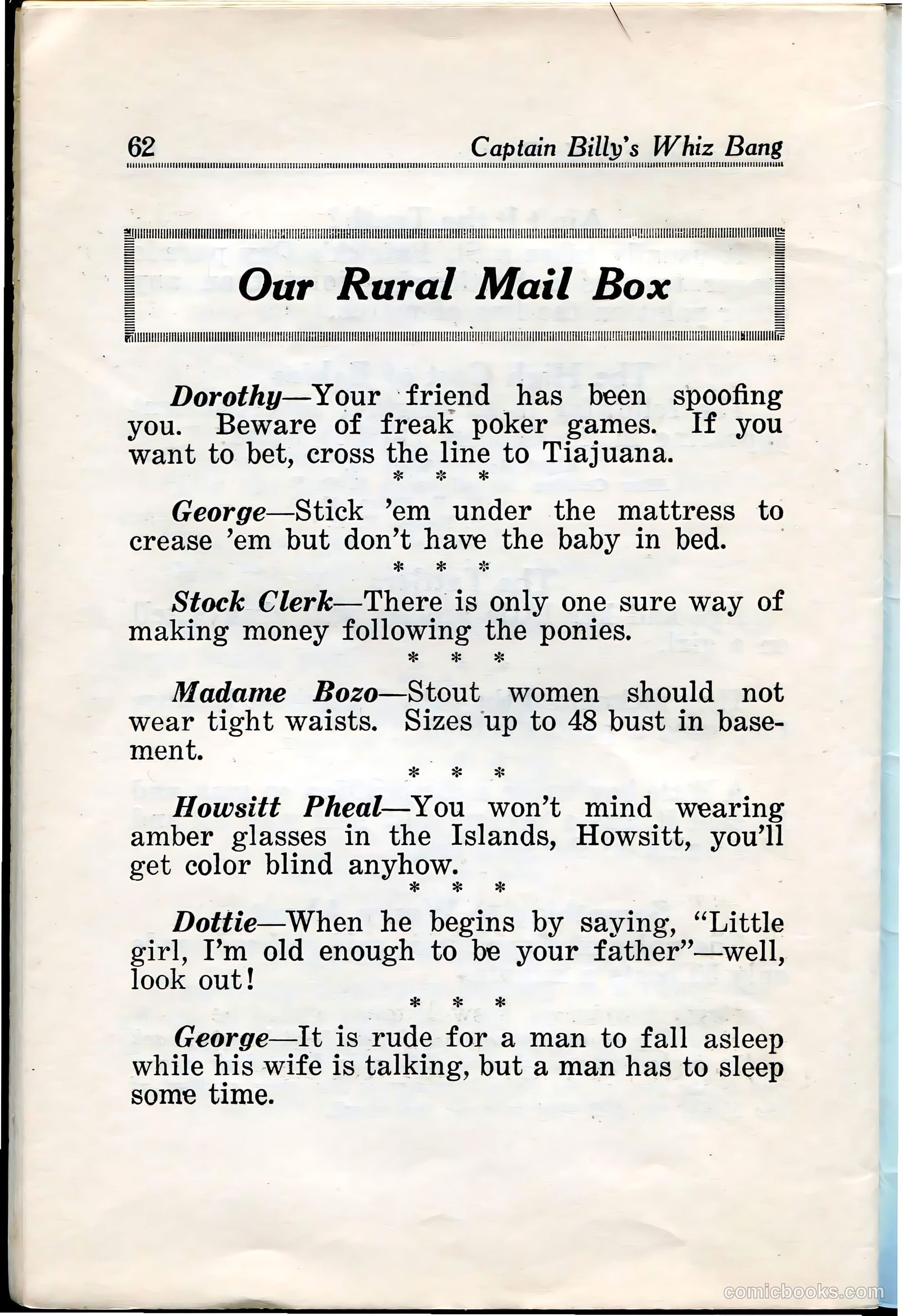 Captain Billy's Whiz Bang #28 (1921) — page 64 of 68