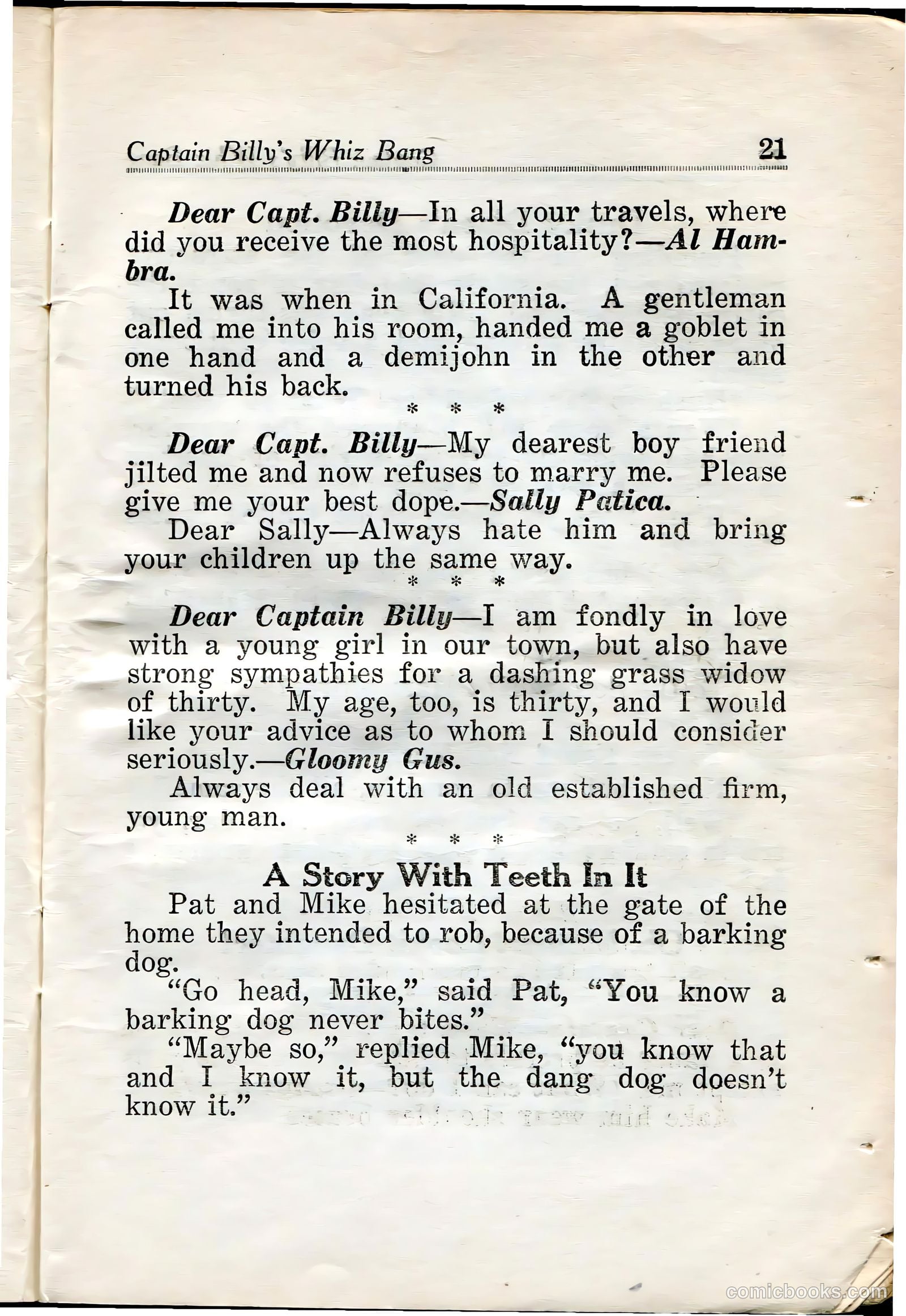 Captain Billy's Whiz Bang #29 (1922) — page 23 of 68