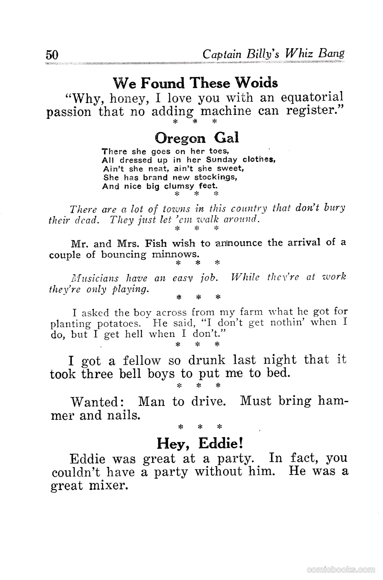 Captain Billy's Whiz Bang #30 (1922) — page 52 of 68