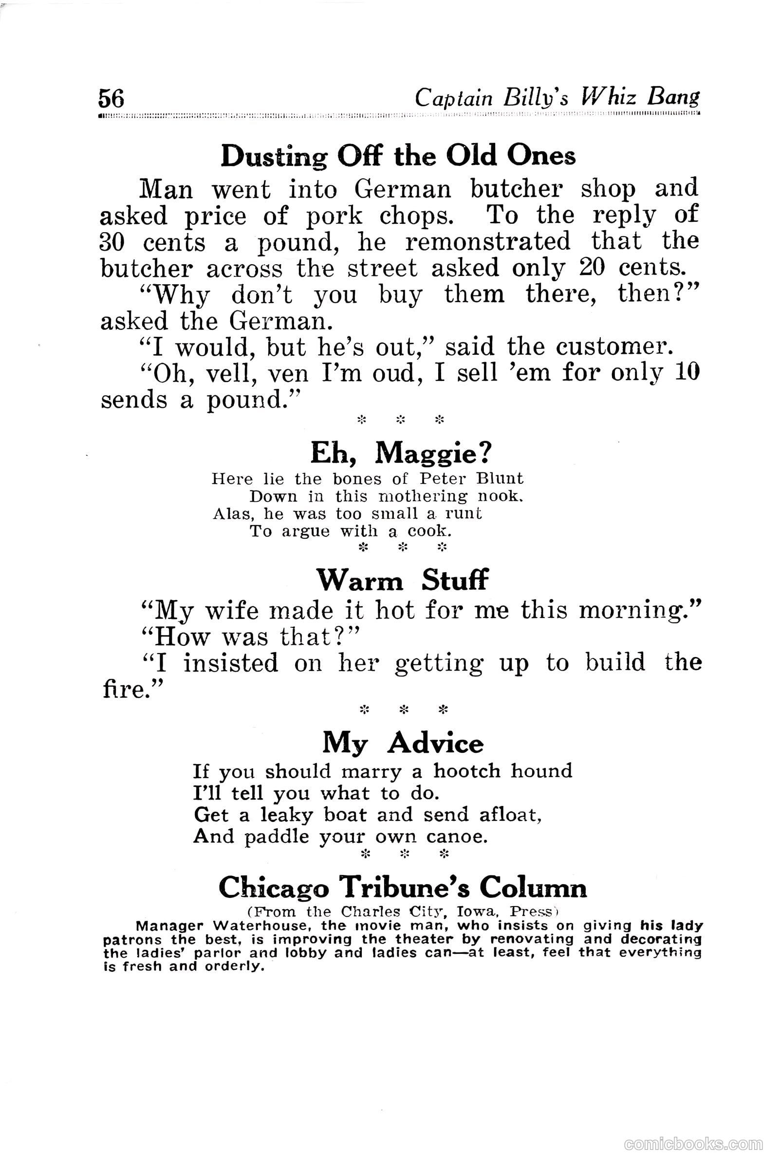 Captain Billy's Whiz Bang #30 (1922) — page 58 of 68