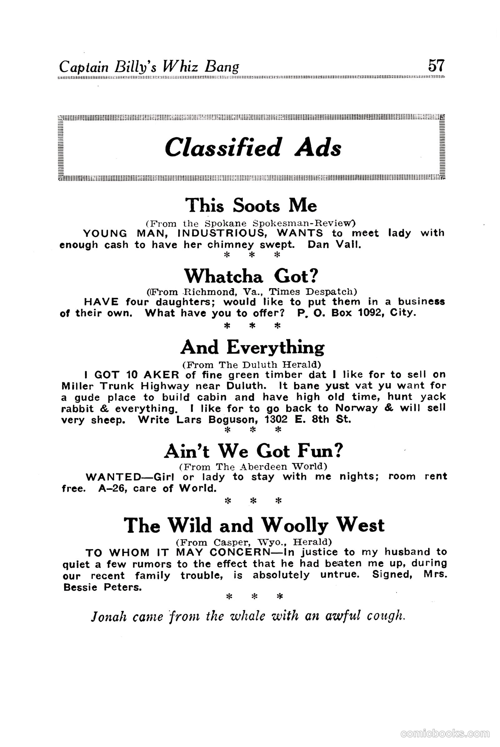 Captain Billy's Whiz Bang #30 (1922) — page 59 of 68