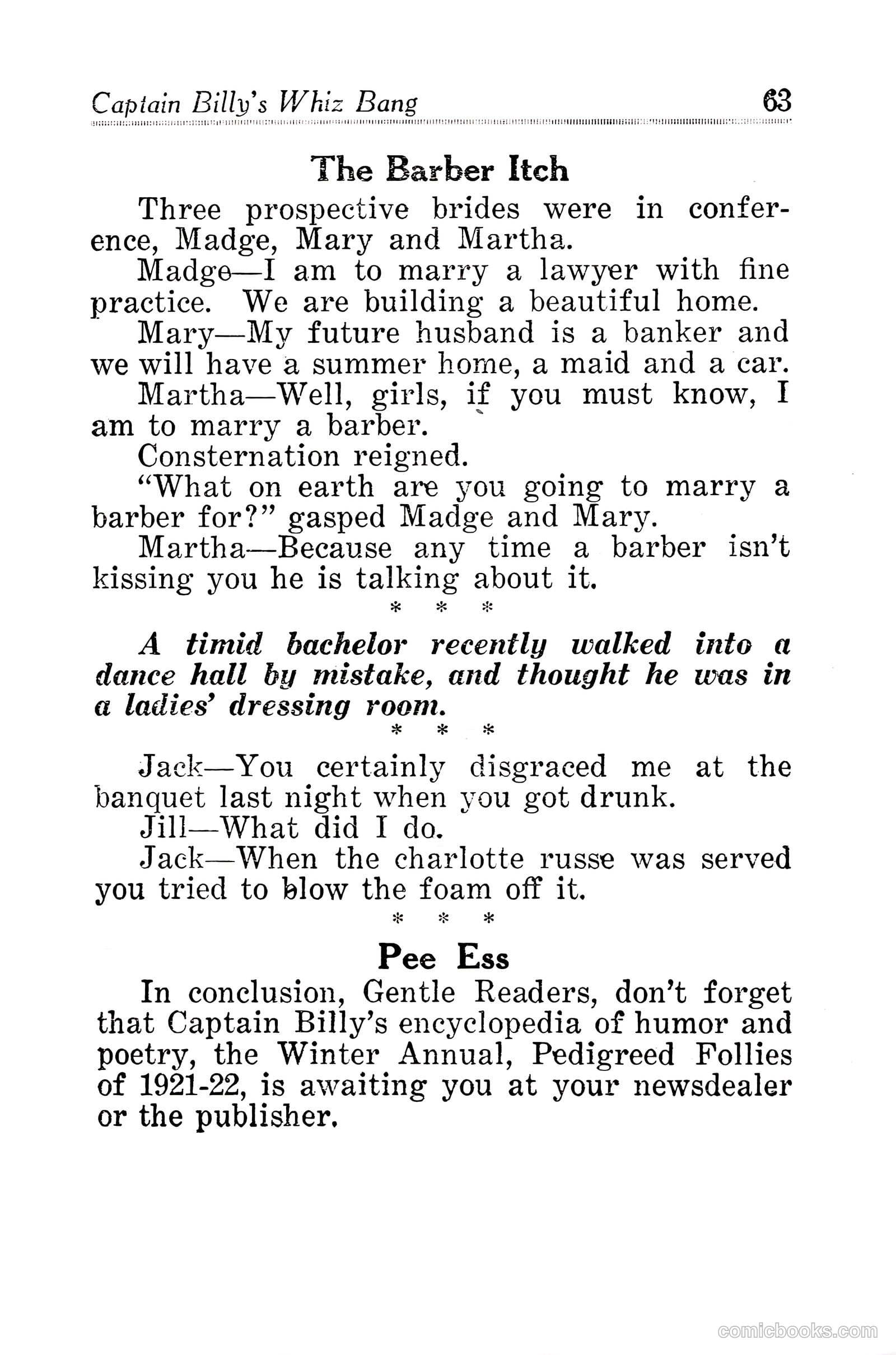Captain Billy's Whiz Bang #30 (1922) — page 65 of 68
