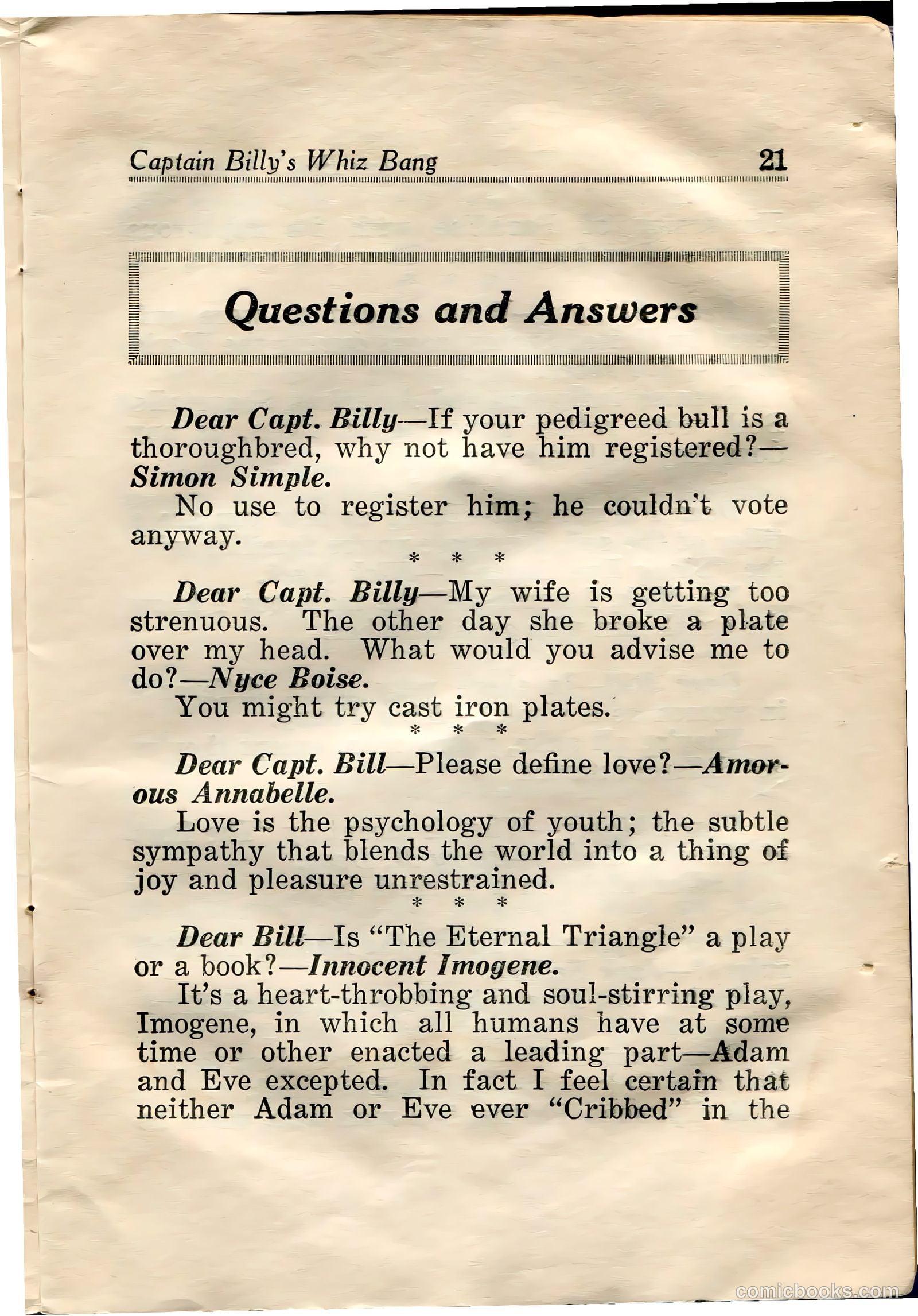 Captain Billy's Whiz Bang #31 (1922) — page 23 of 68