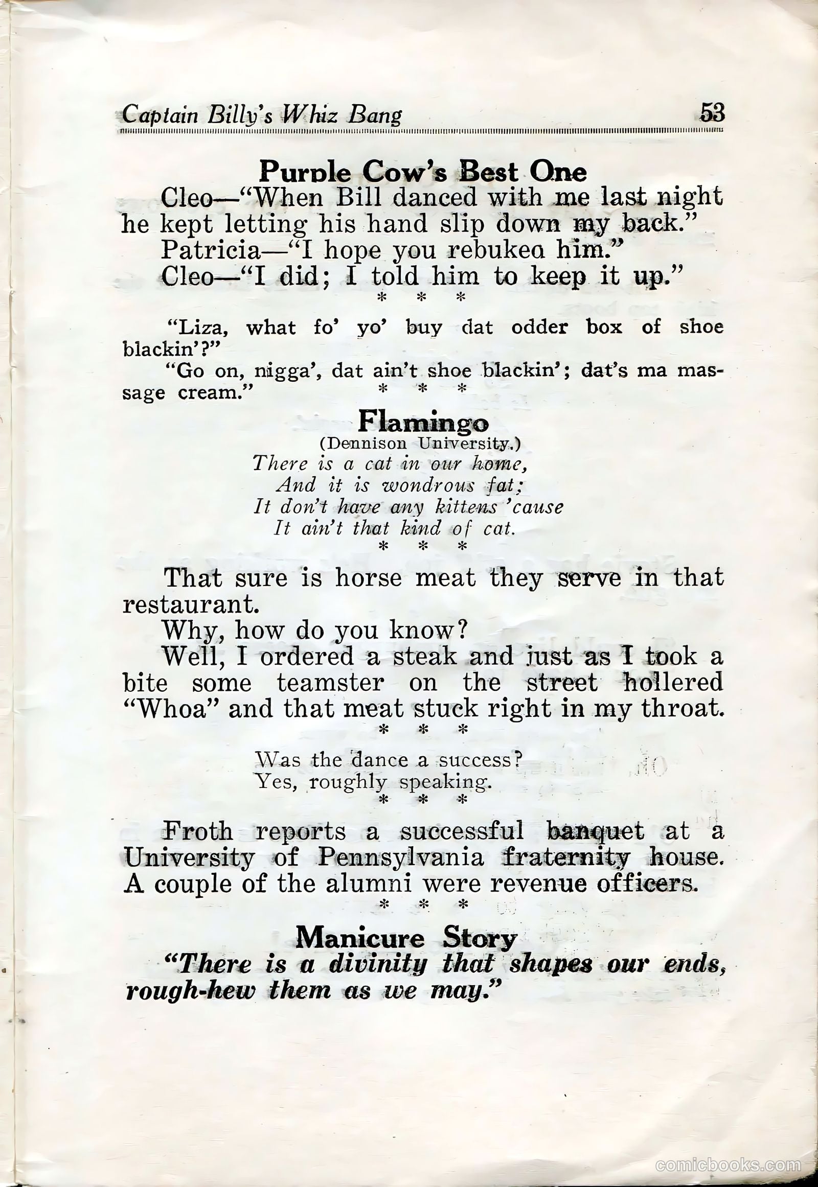 Captain Billy's Whiz Bang #32 (1922) — page 54 of 67