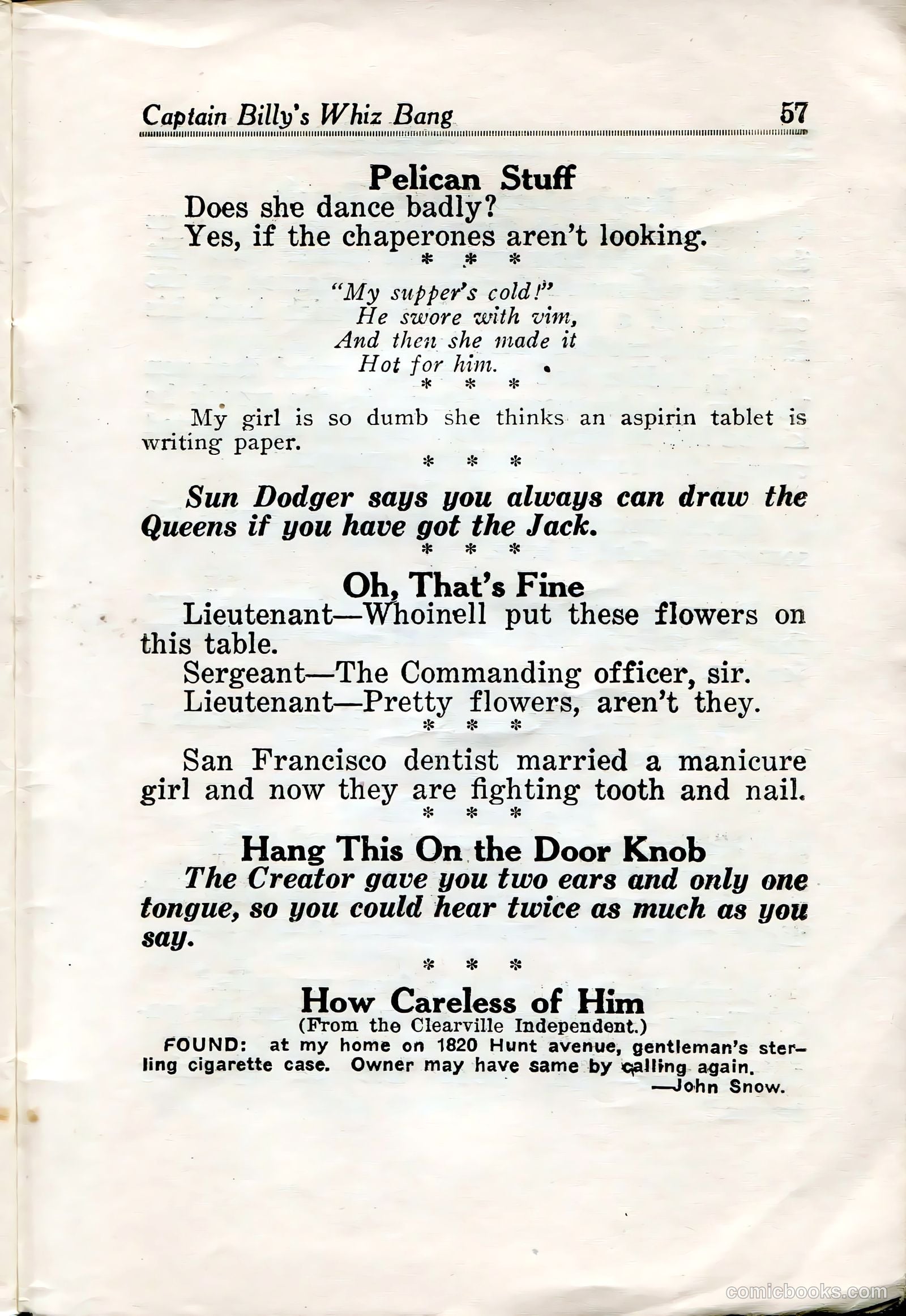 Captain Billy's Whiz Bang #32 (1922) — page 58 of 67