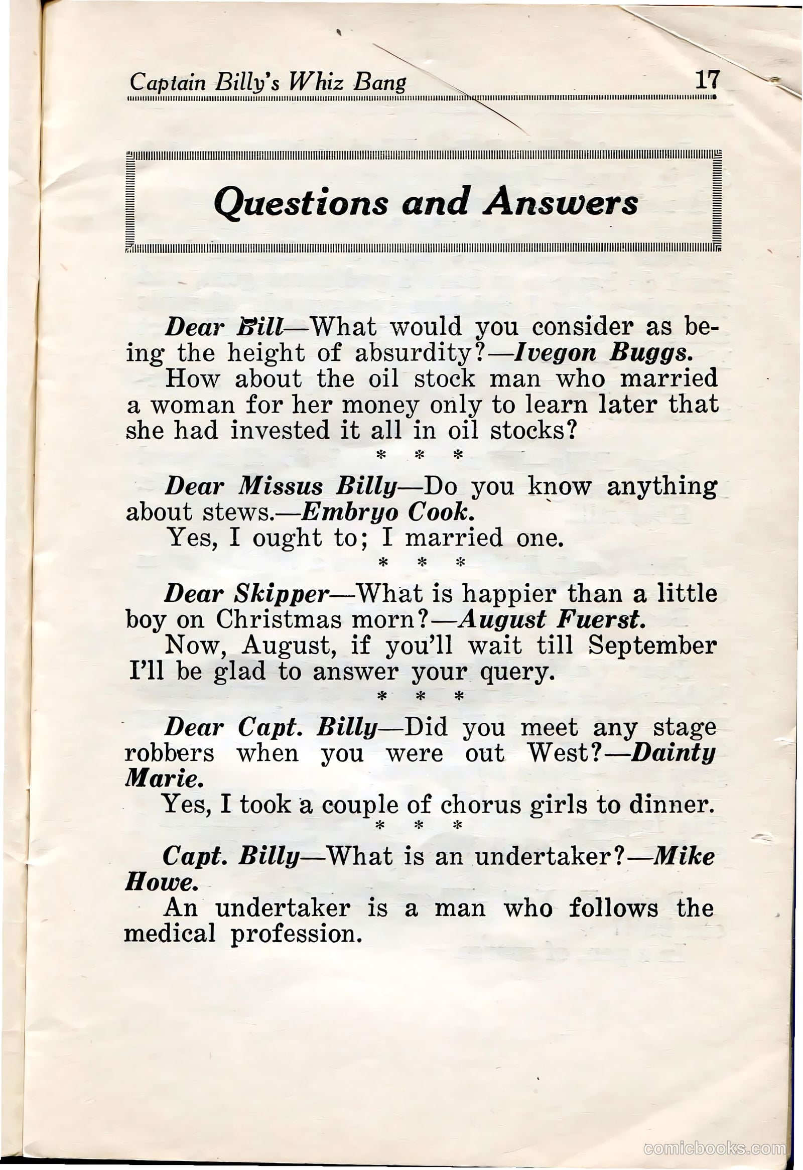 Captain Billy's Whiz Bang #33 (1922) — page 19 of 68