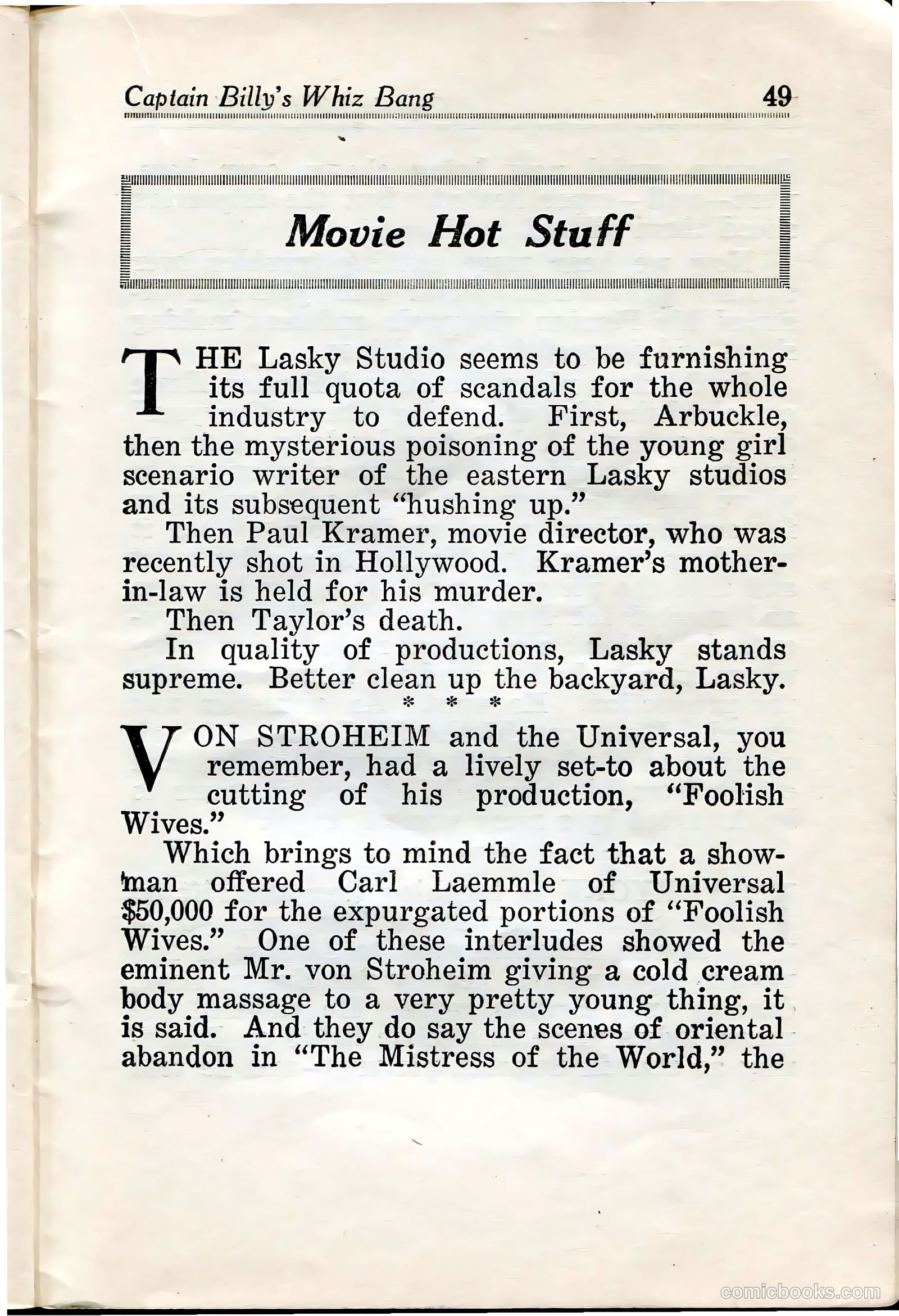 Captain Billy's Whiz Bang #33 (1922) — page 51 of 68