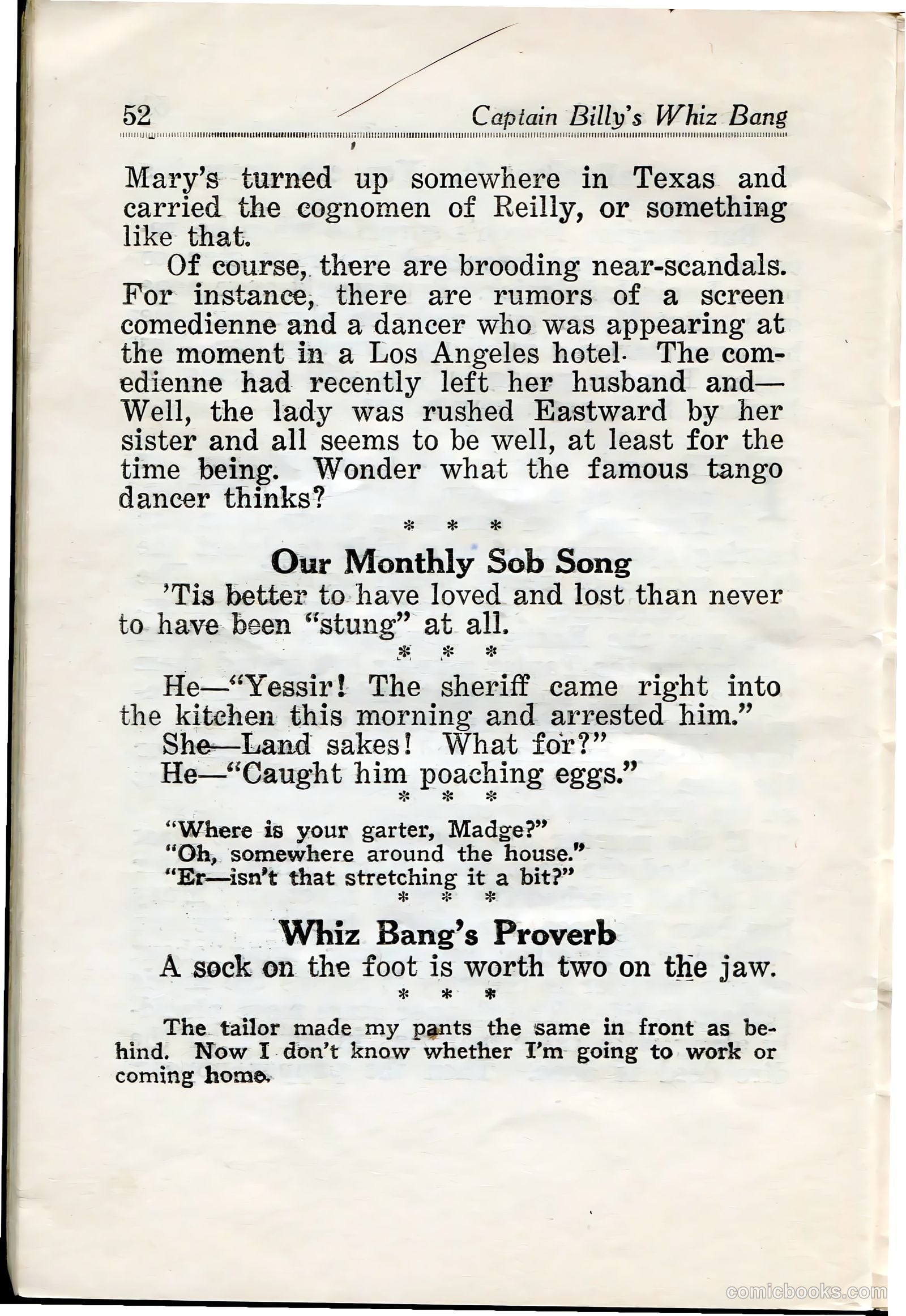 Captain Billy's Whiz Bang #33 (1922) — page 54 of 68
