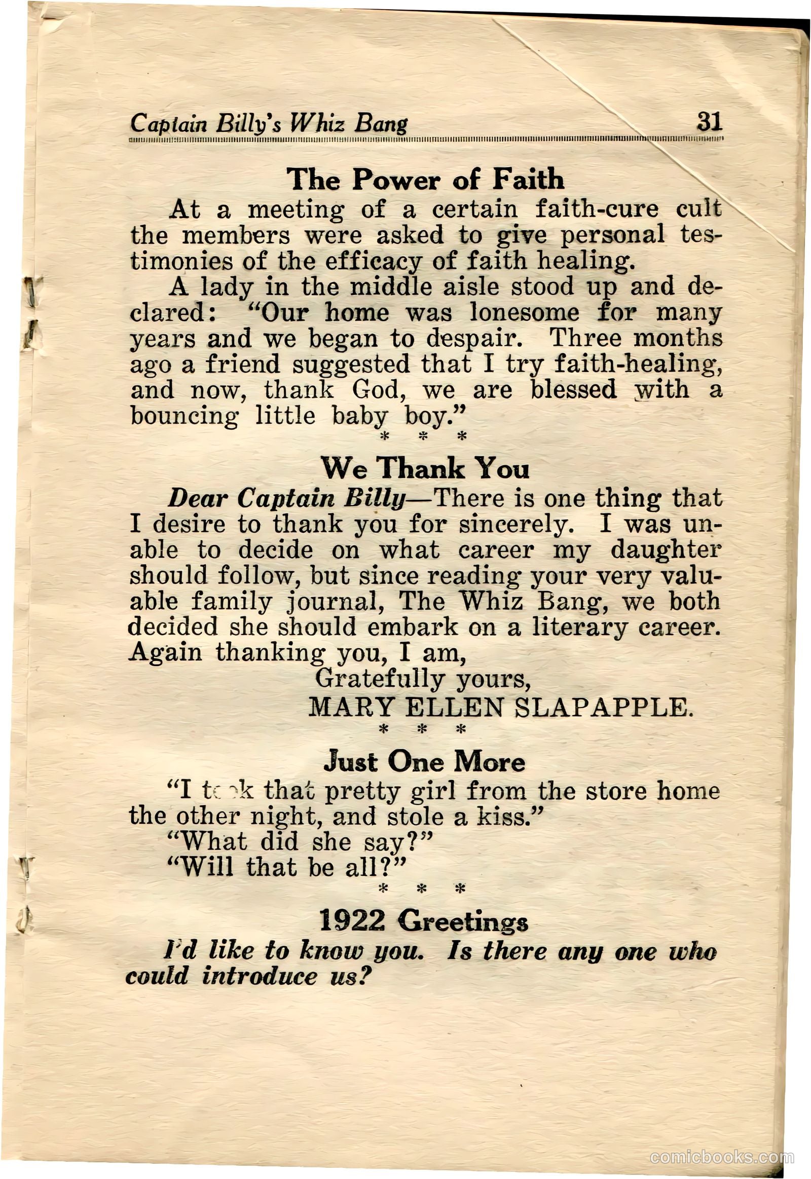 Captain Billy's Whiz Bang #34 (1922) — page 33 of 68