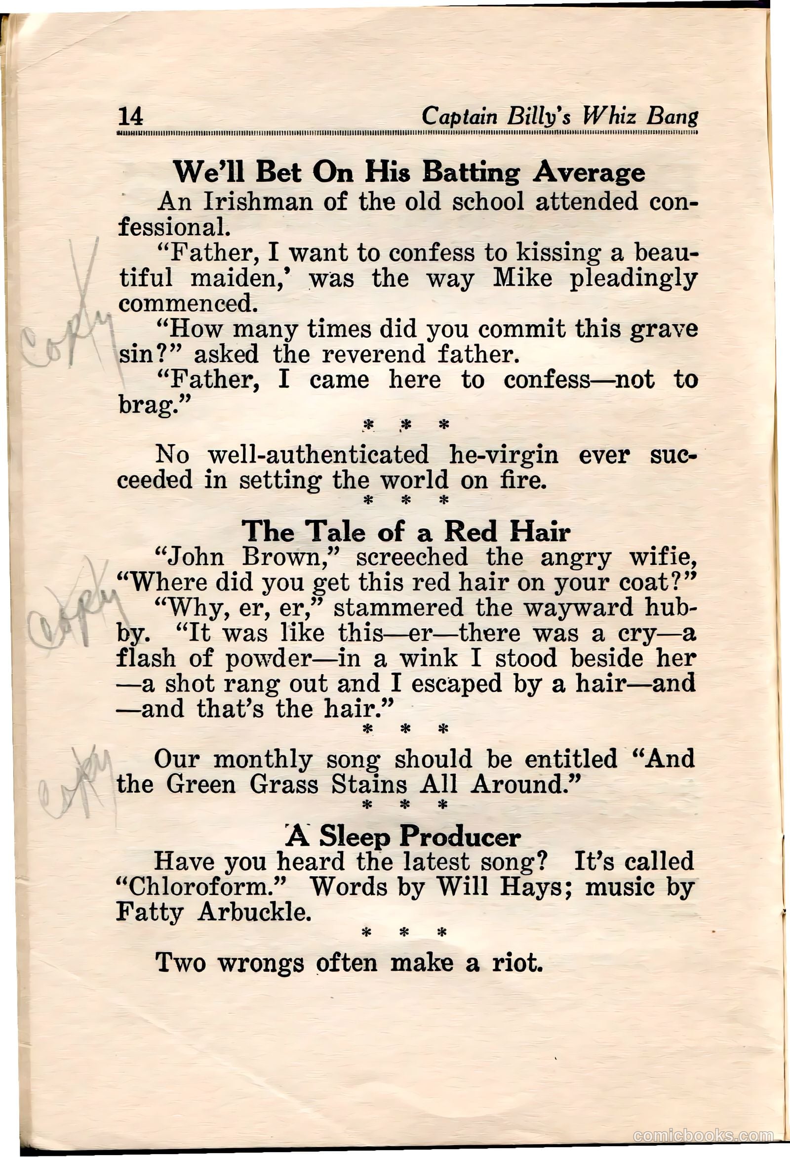 Captain Billy's Whiz Bang #35 (1922) — page 15 of 67