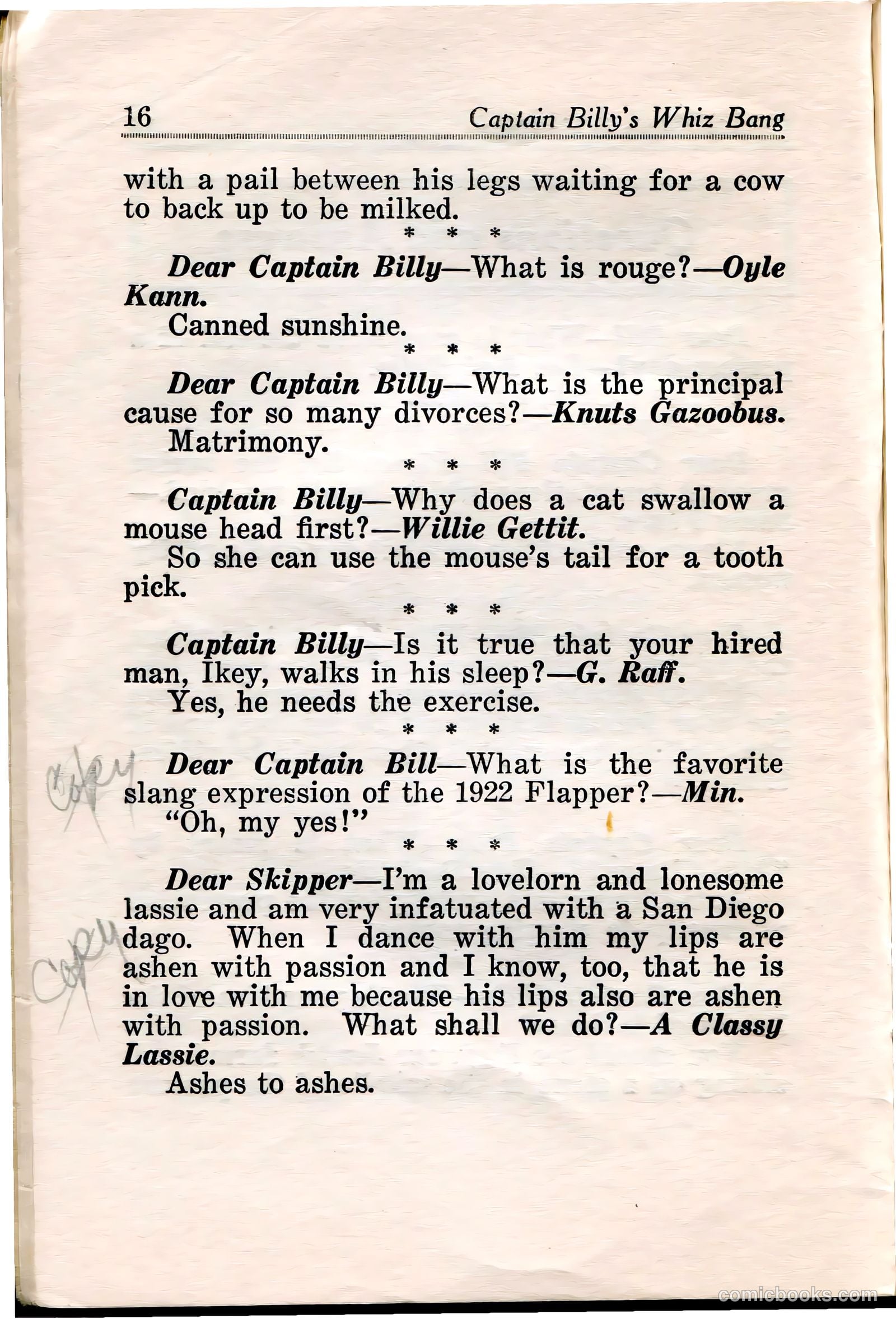 Captain Billy's Whiz Bang #35 (1922) — page 17 of 67