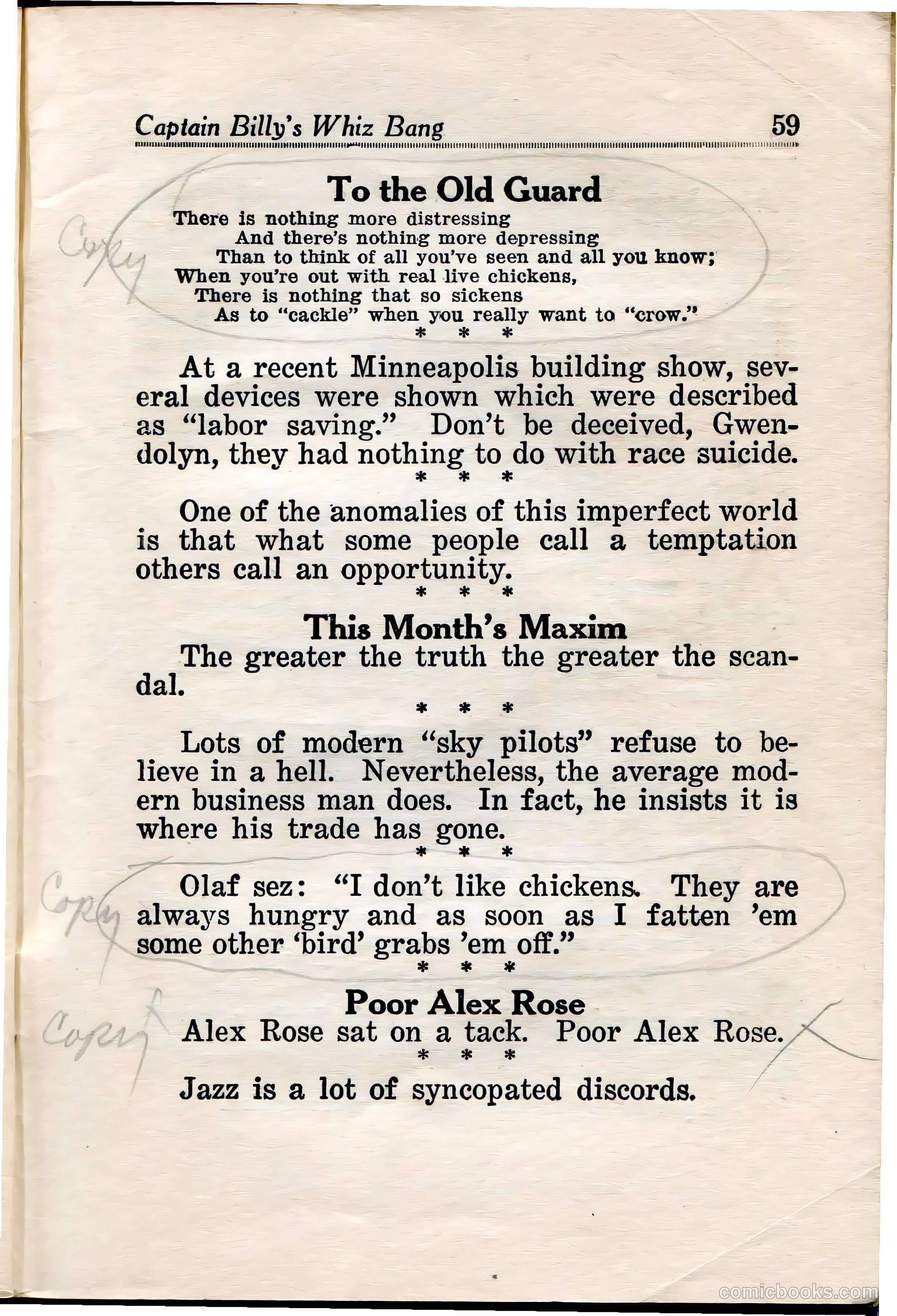 Captain Billy's Whiz Bang #35 (1922) — page 60 of 67