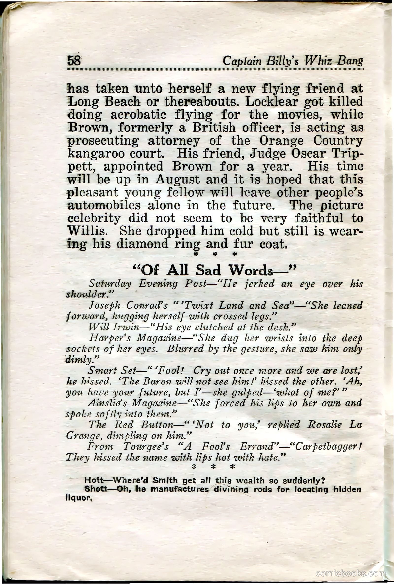 Captain Billy's Whiz Bang #36 (1922) — page 60 of 67