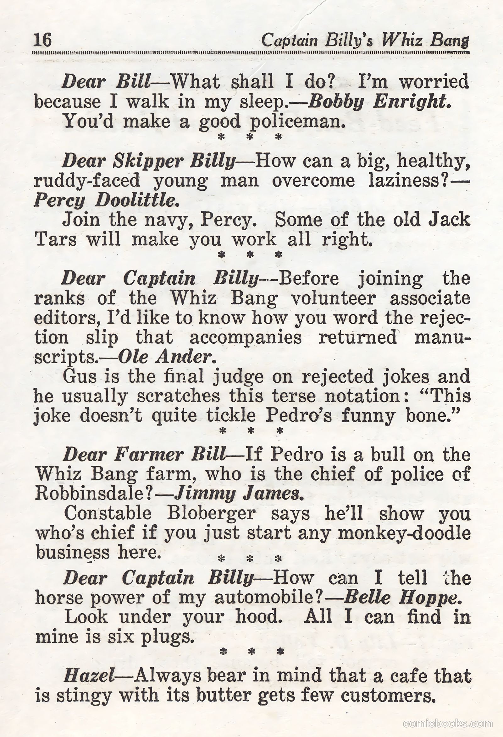 Captain Billy's Whiz Bang #44 (1923) — page 16 of 68