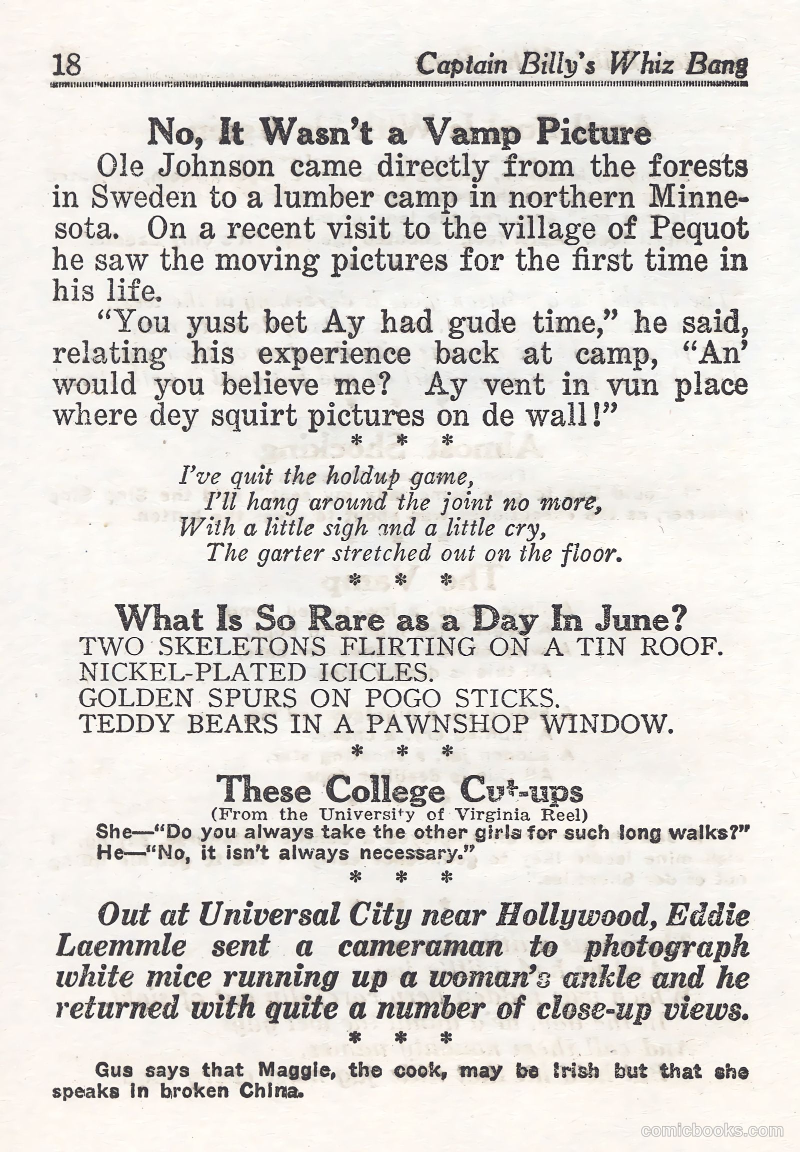 Captain Billy's Whiz Bang #44 (1923) — page 18 of 68