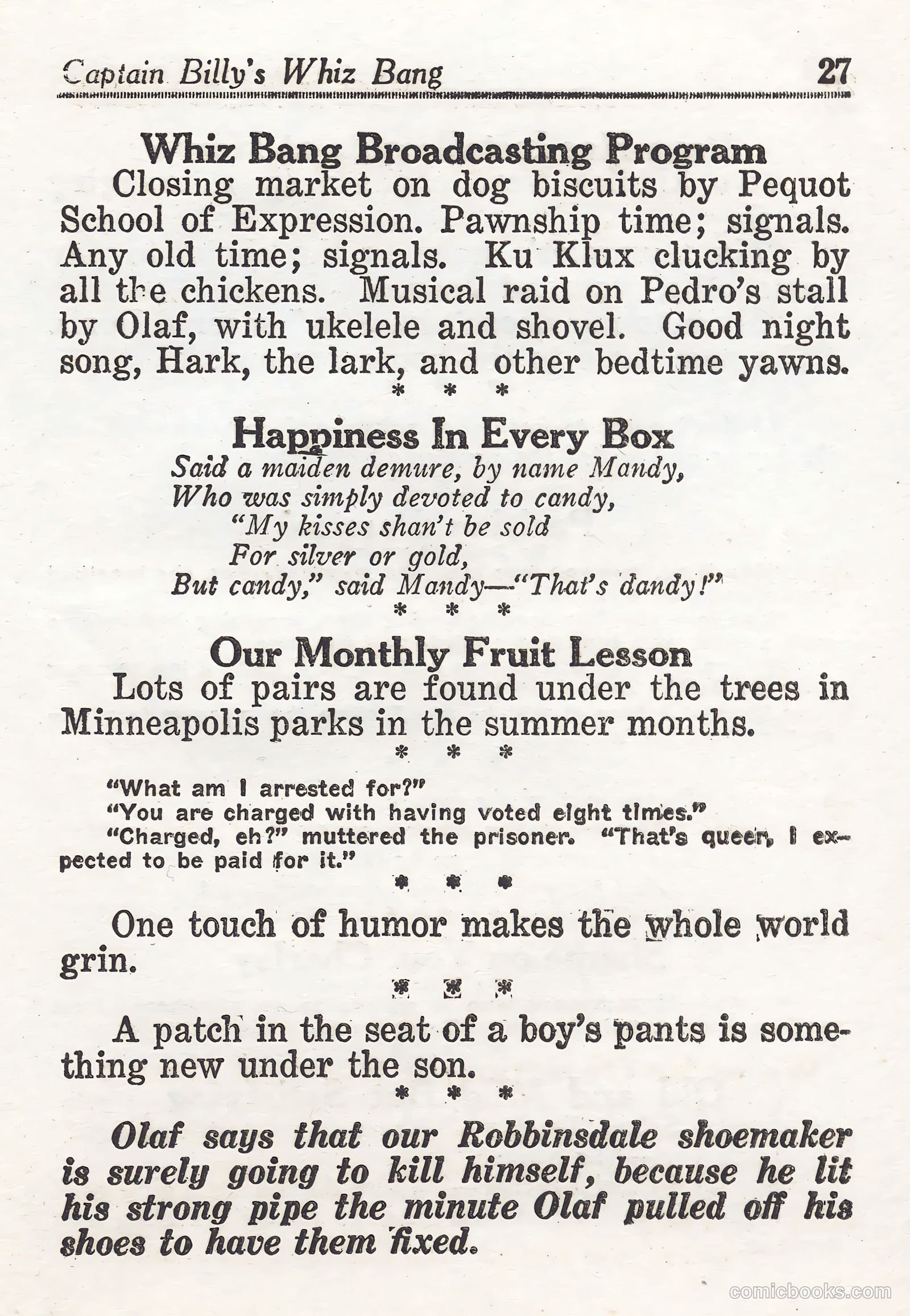 Captain Billy's Whiz Bang #44 (1923) — page 27 of 68