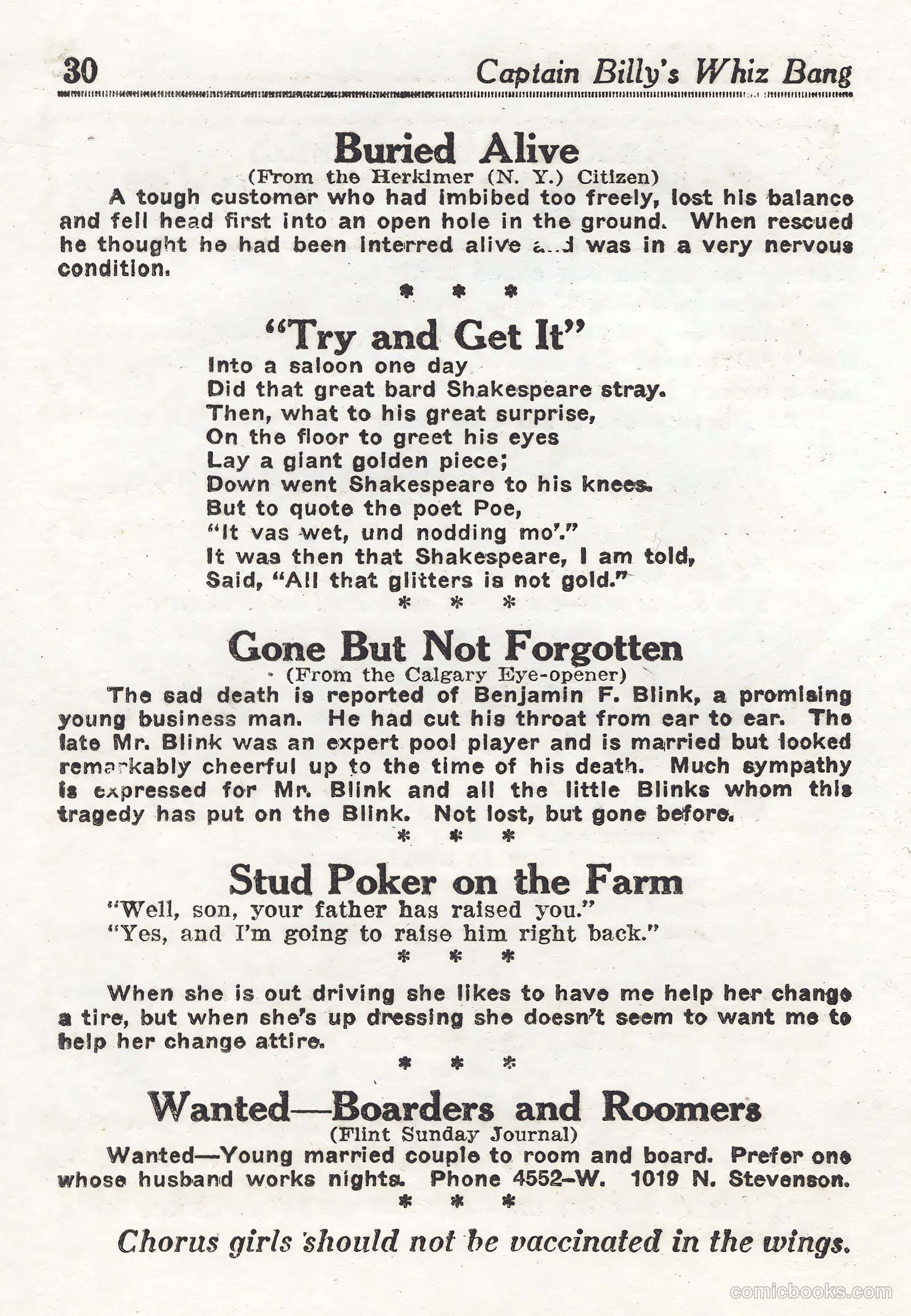 Captain Billy's Whiz Bang #44 (1923) — page 30 of 68